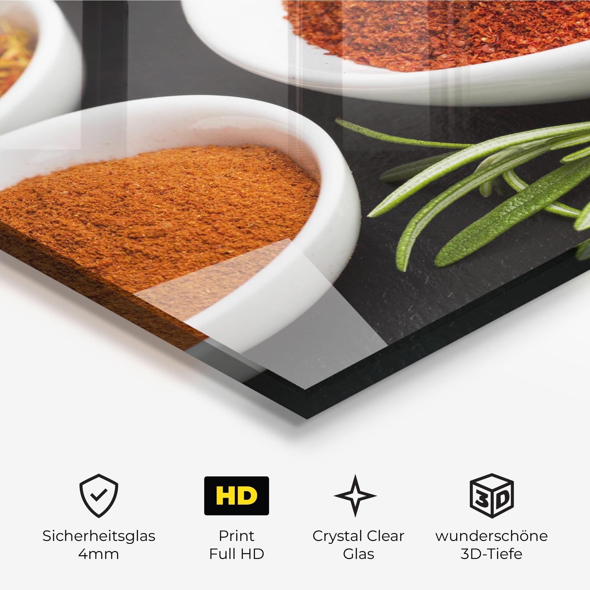 Glasbild Close Up Spices Powder mockup 3
