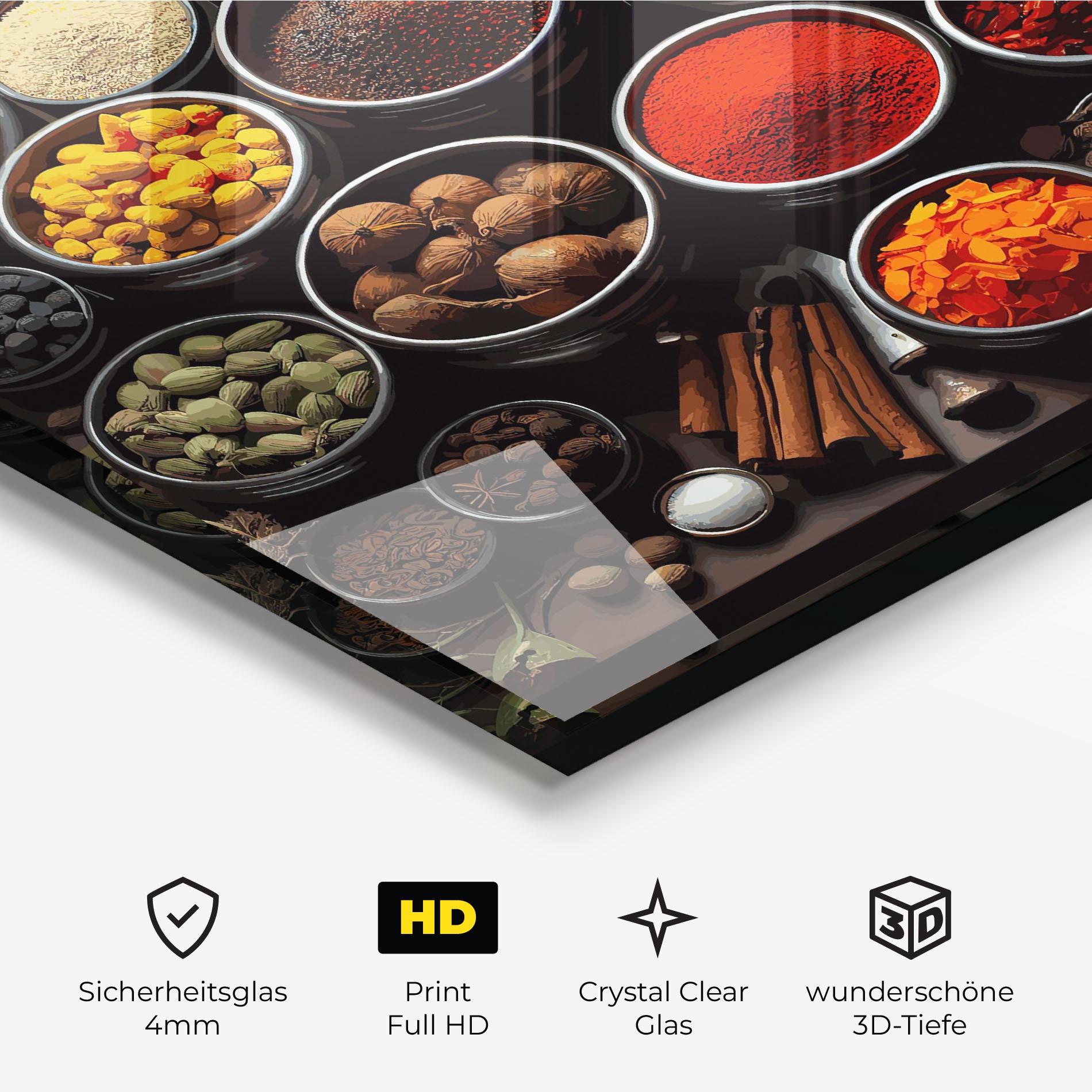 Glasbild Colorful Herbs Art mockup 3