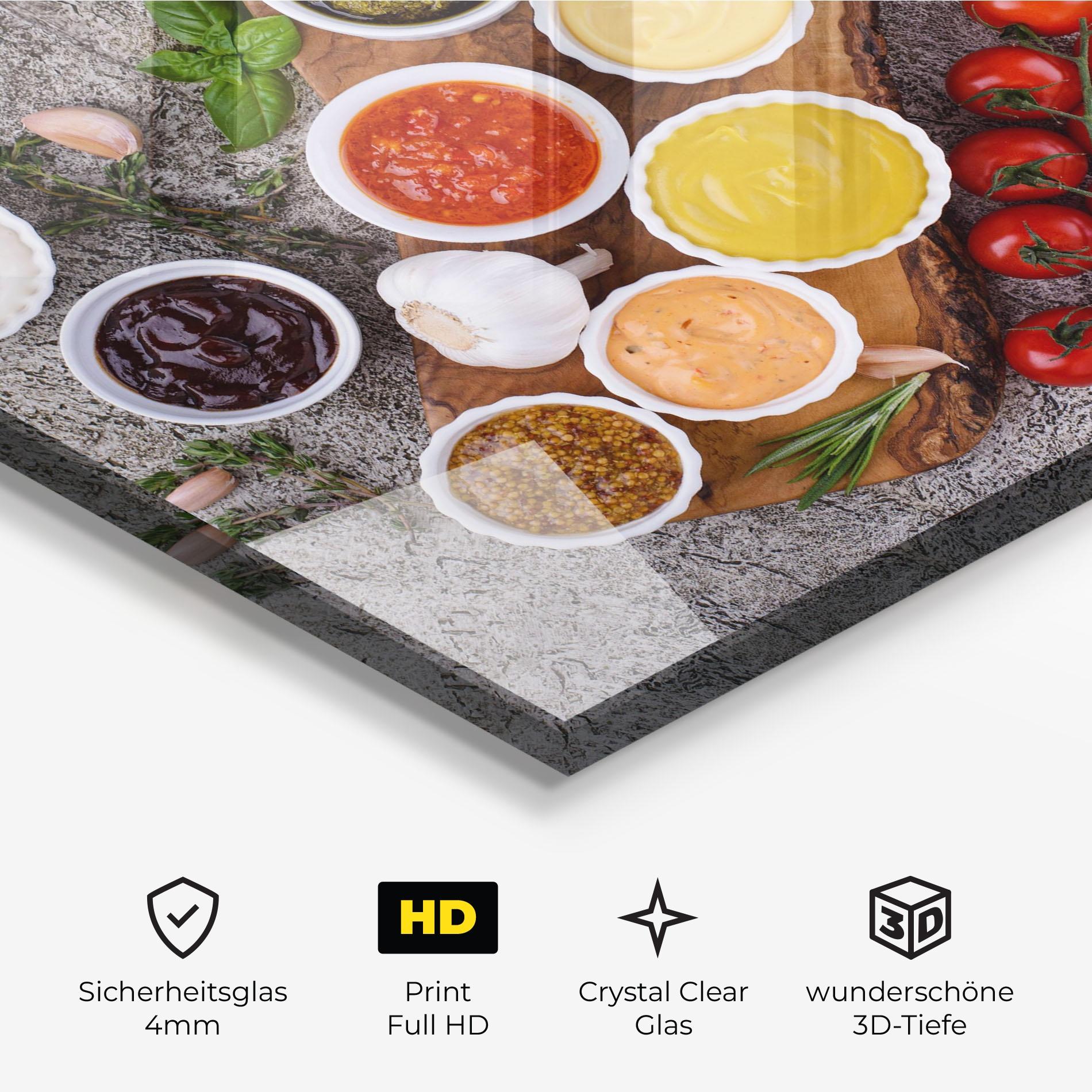 Glasbild Different Sauces mockup 3
