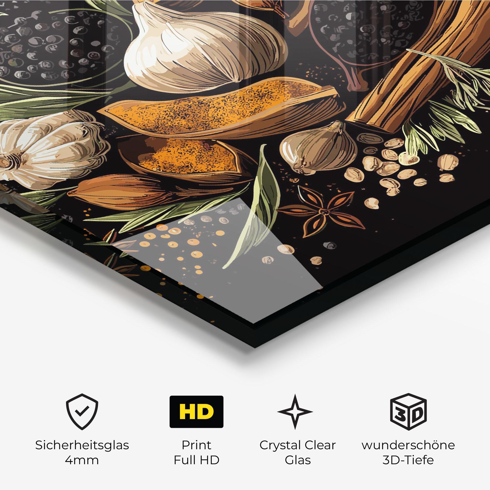Glasbild Garlic And Spices mockup 3
