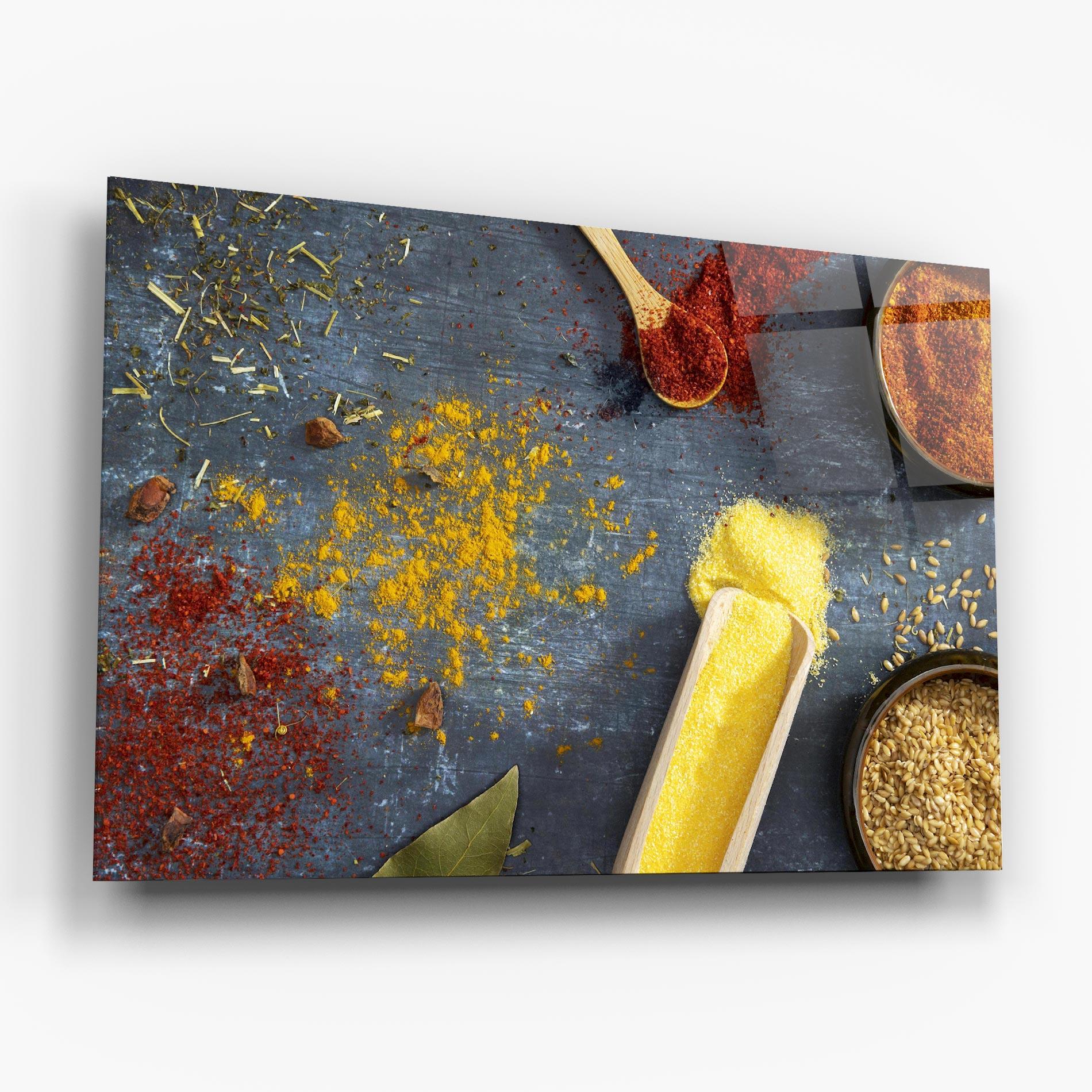 Glasbild Bowls With Spices mockup 6
