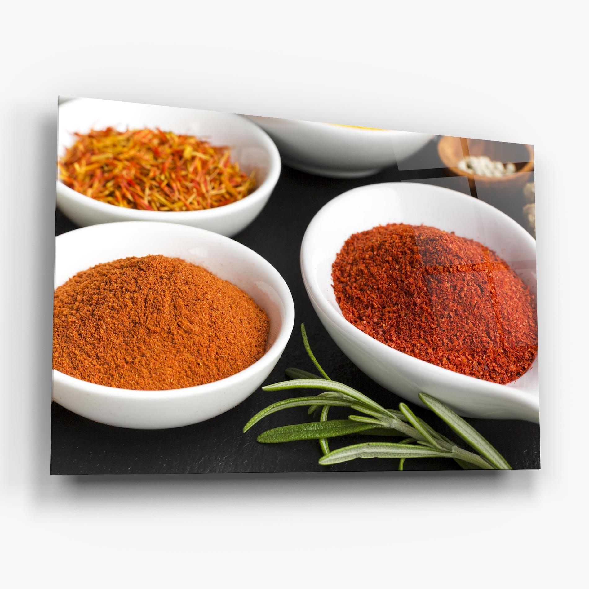 Glasbild Close Up Spices Powder mockup 6