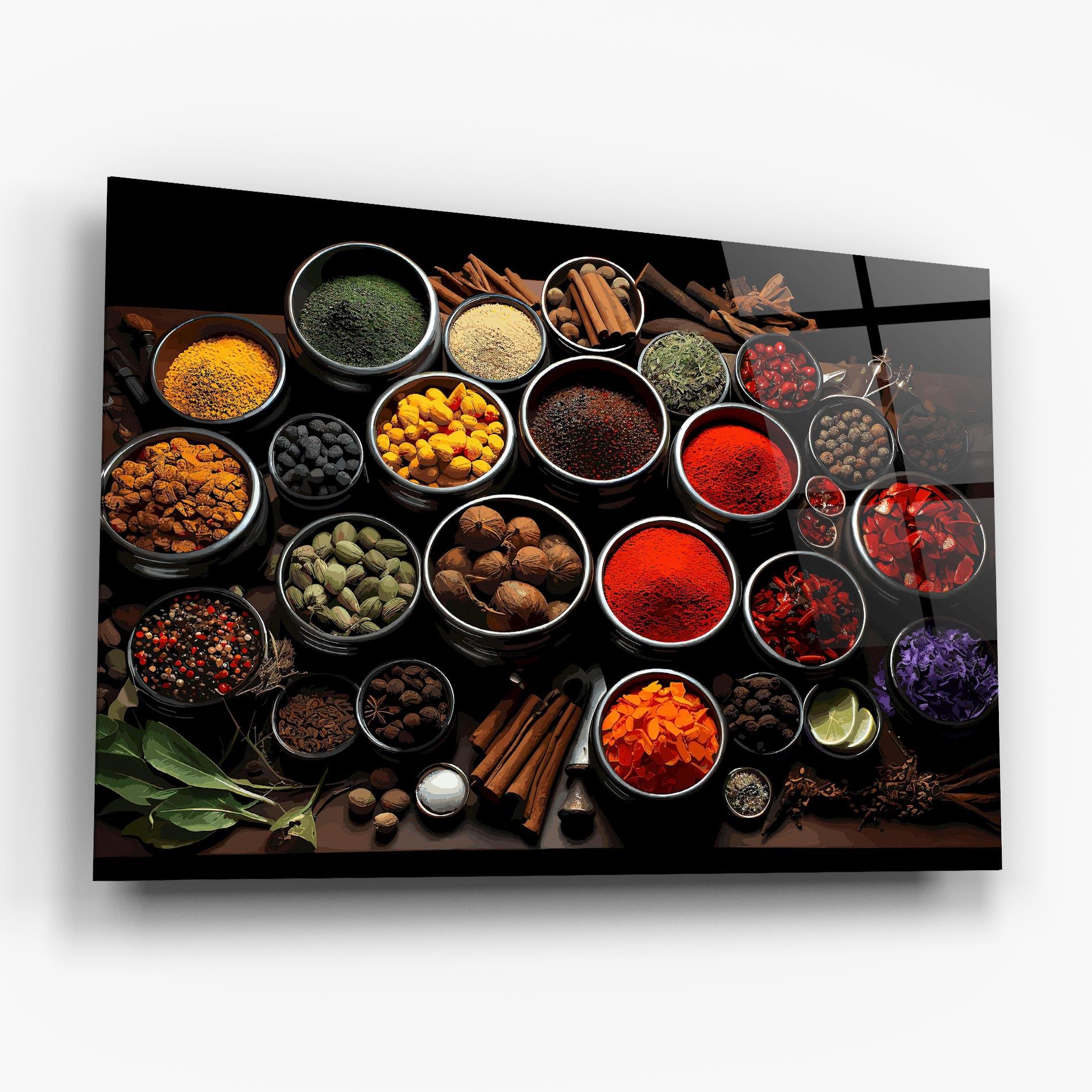 Glasbild Colorful Herbs Art mockup 6