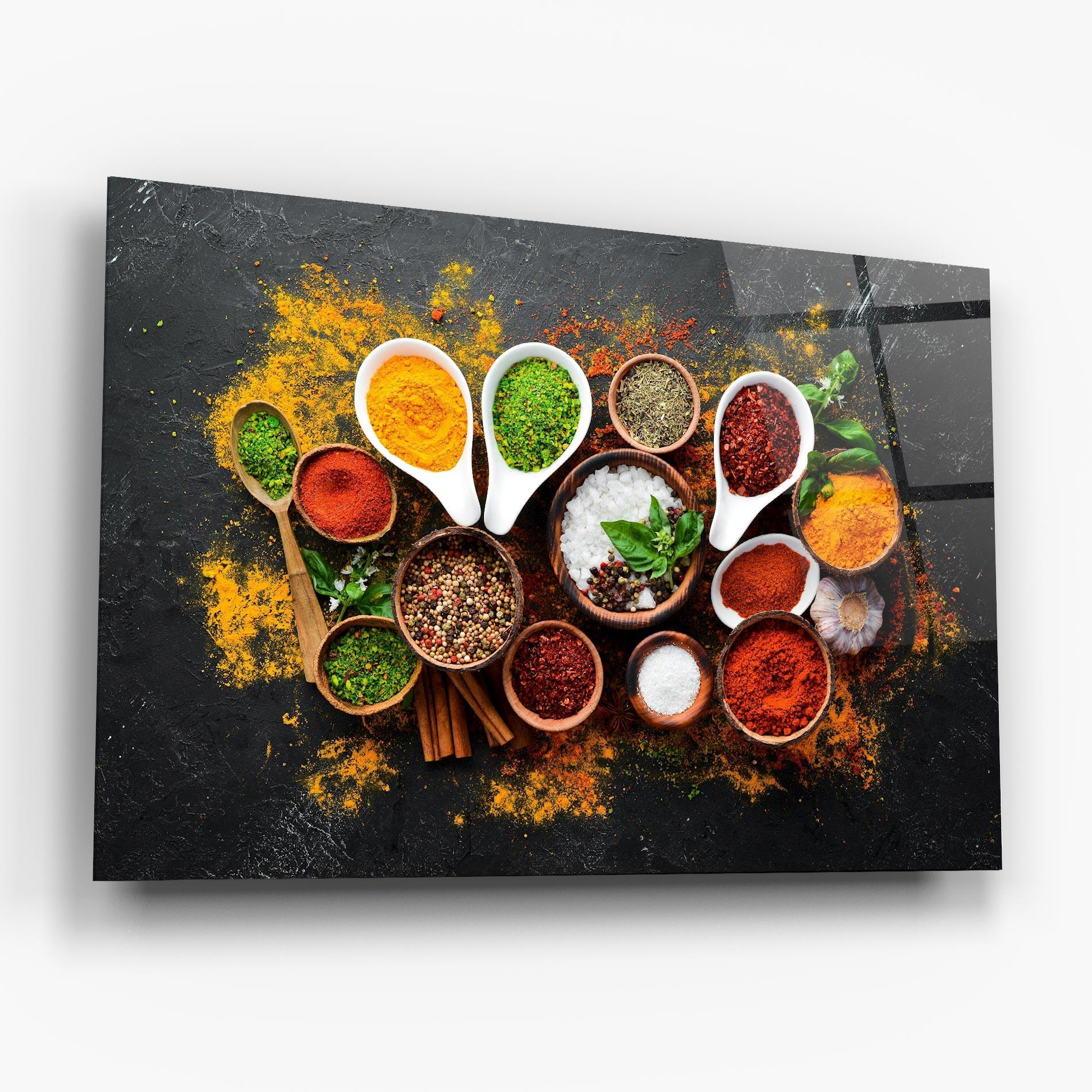 Glasbild Colorful Herbs Spices mockup 6