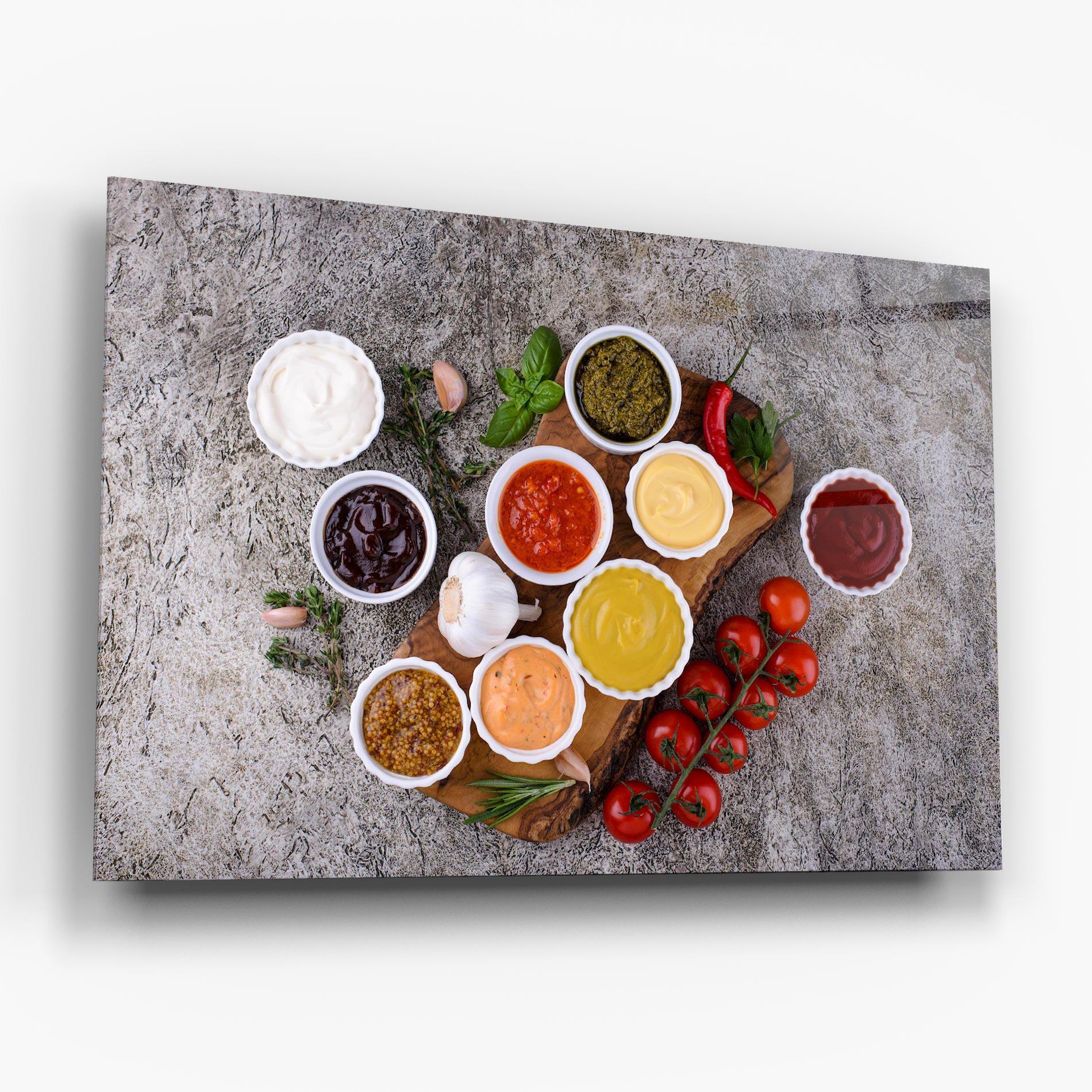 Glasbild Different Sauces mockup 6