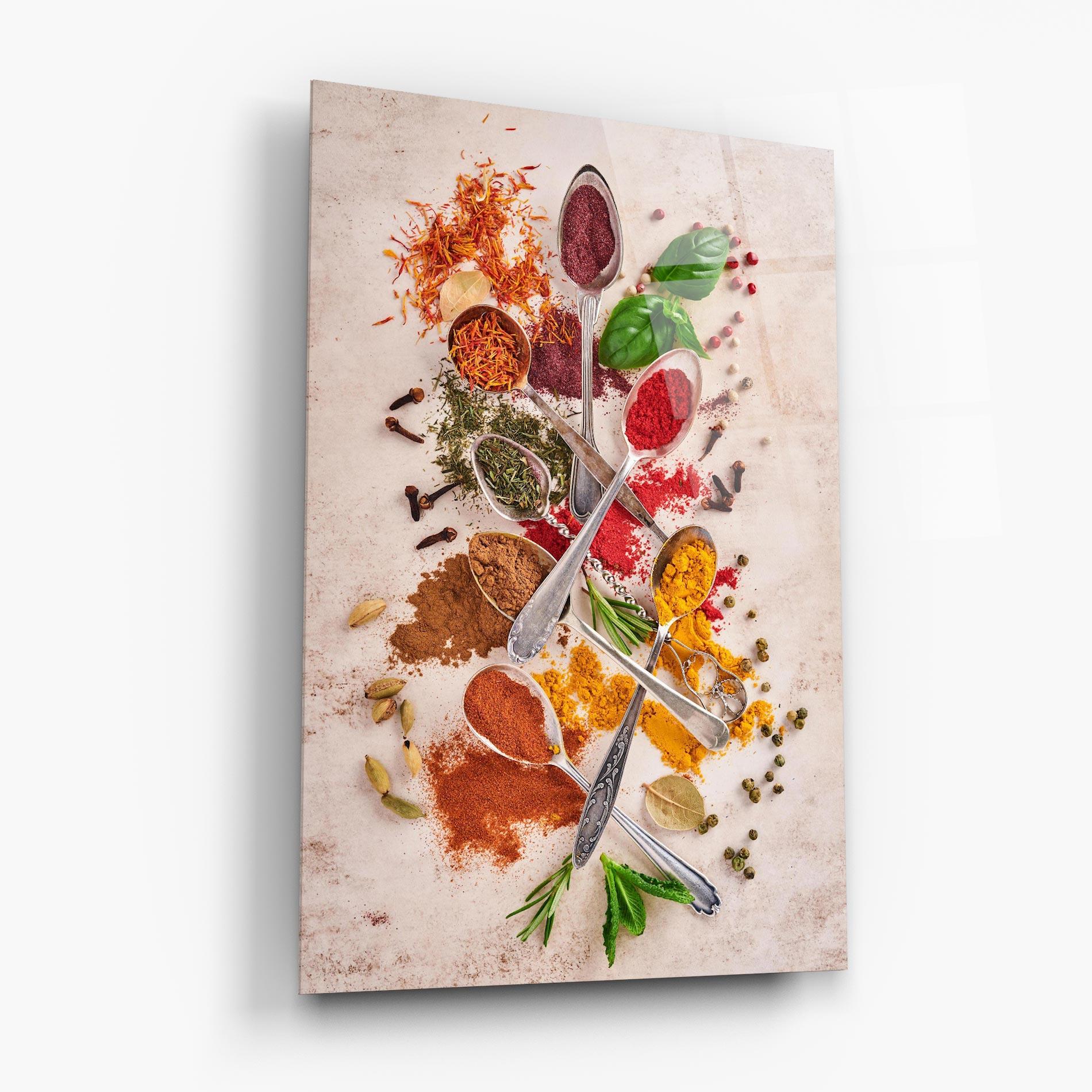 Glasbild Colorful Spices Cooking mockup 6