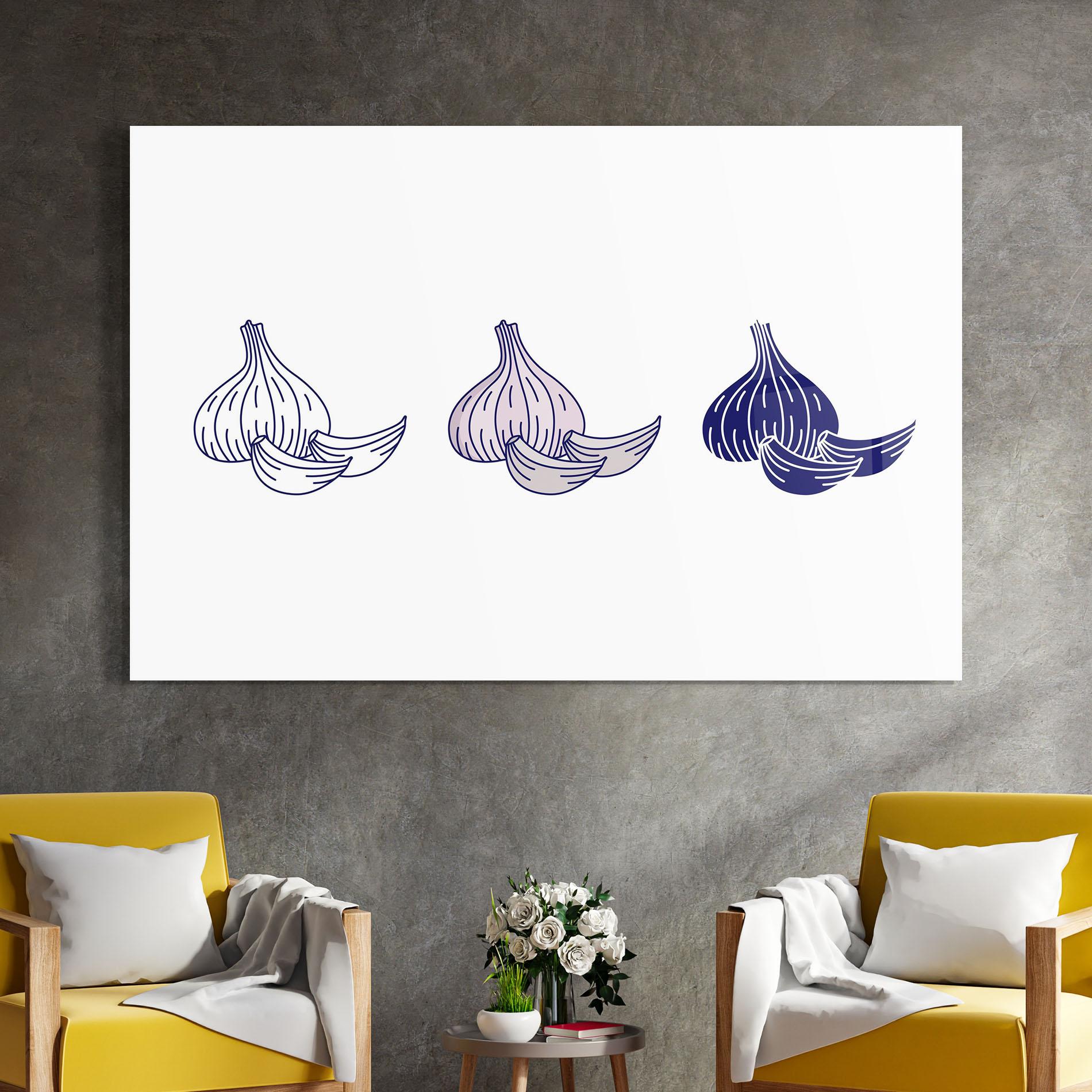 Glasbild Blue Garlic mockup 4