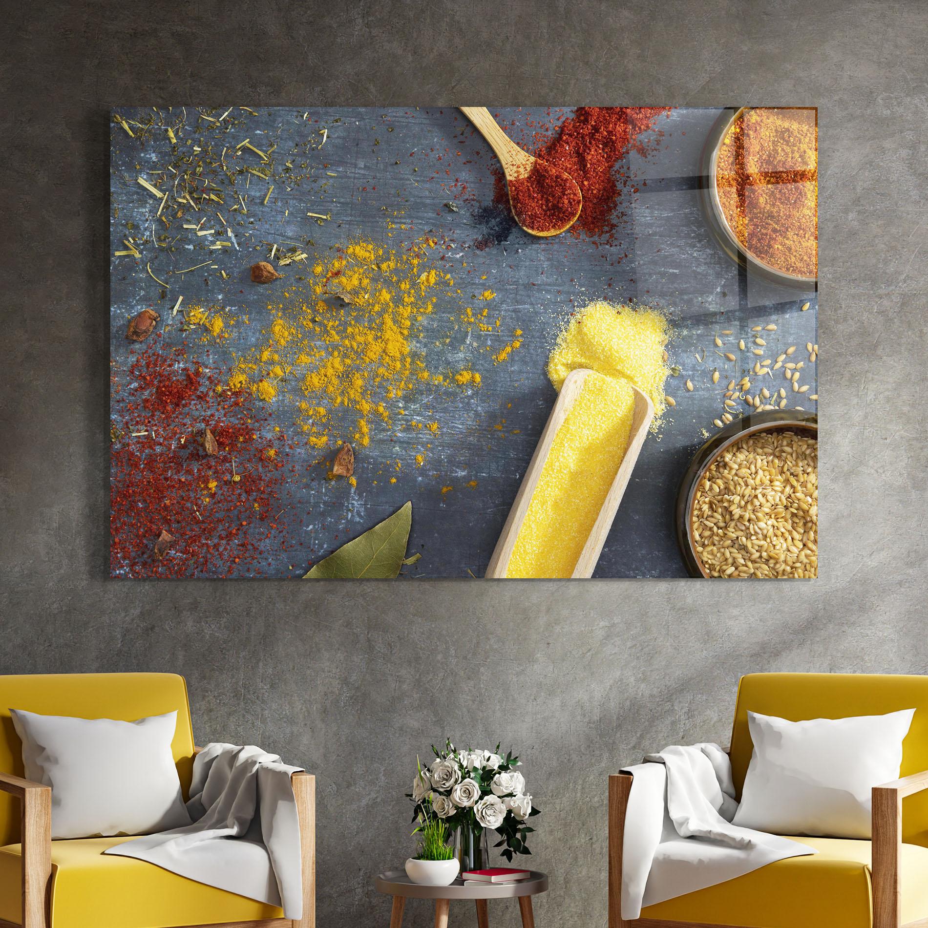 Glasbild Bowls With Spices mockup 4