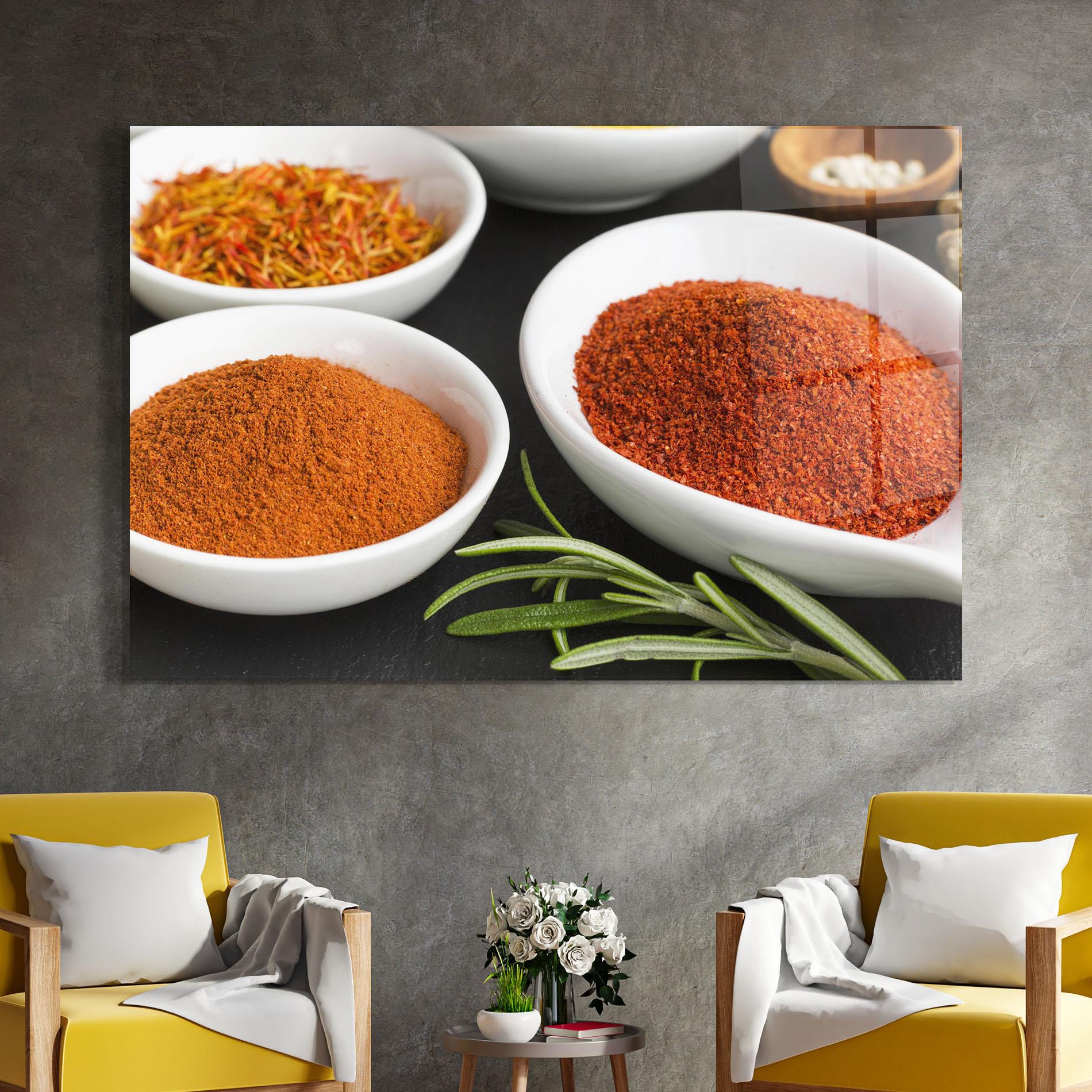 Glasbild Close Up Spices Powder mockup 4
