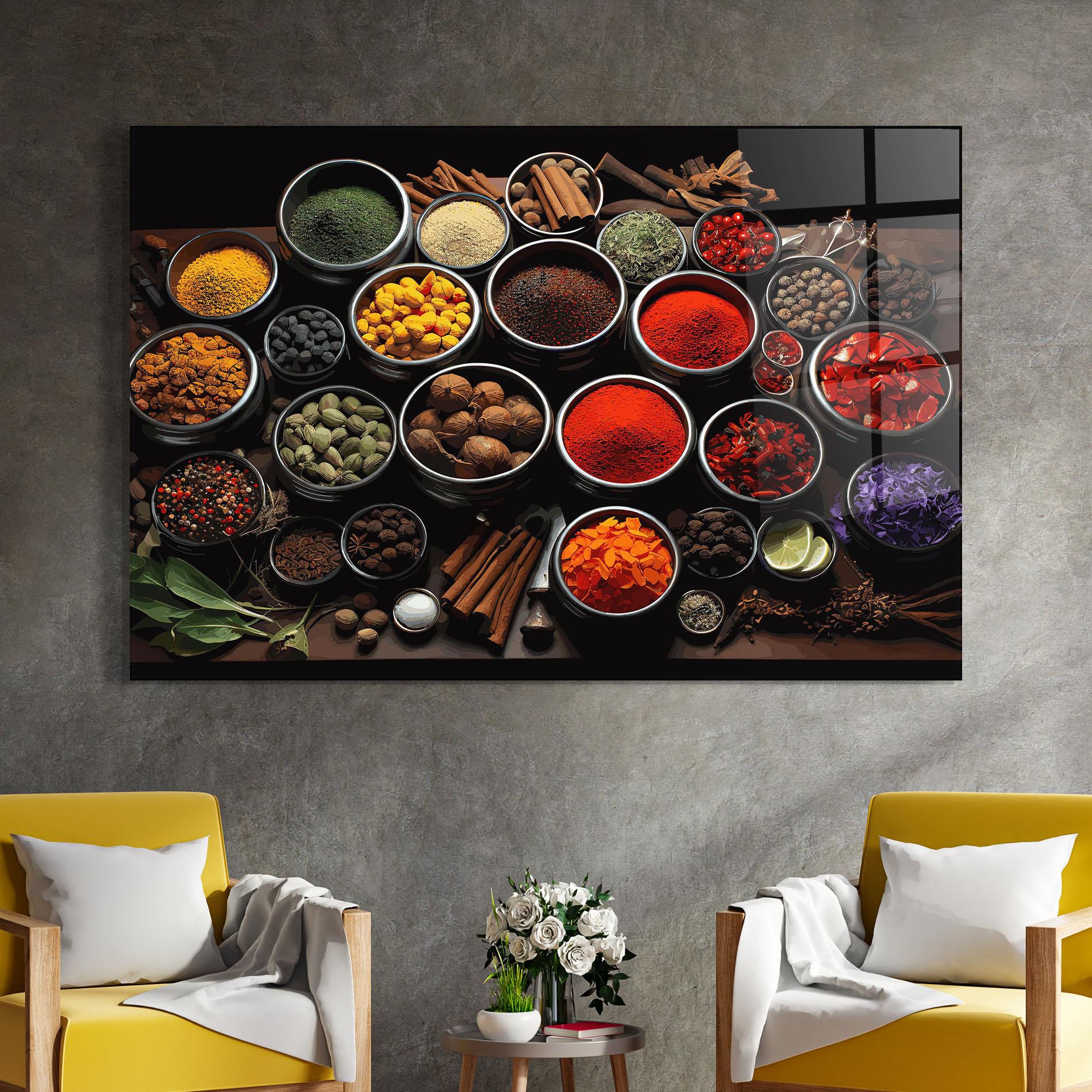 Glasbild Colorful Herbs Art mockup 4