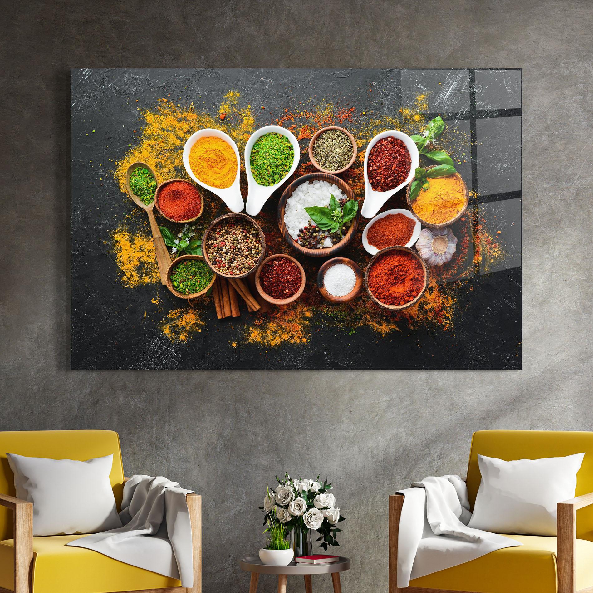 Glasbild Colorful Herbs Spices mockup 4