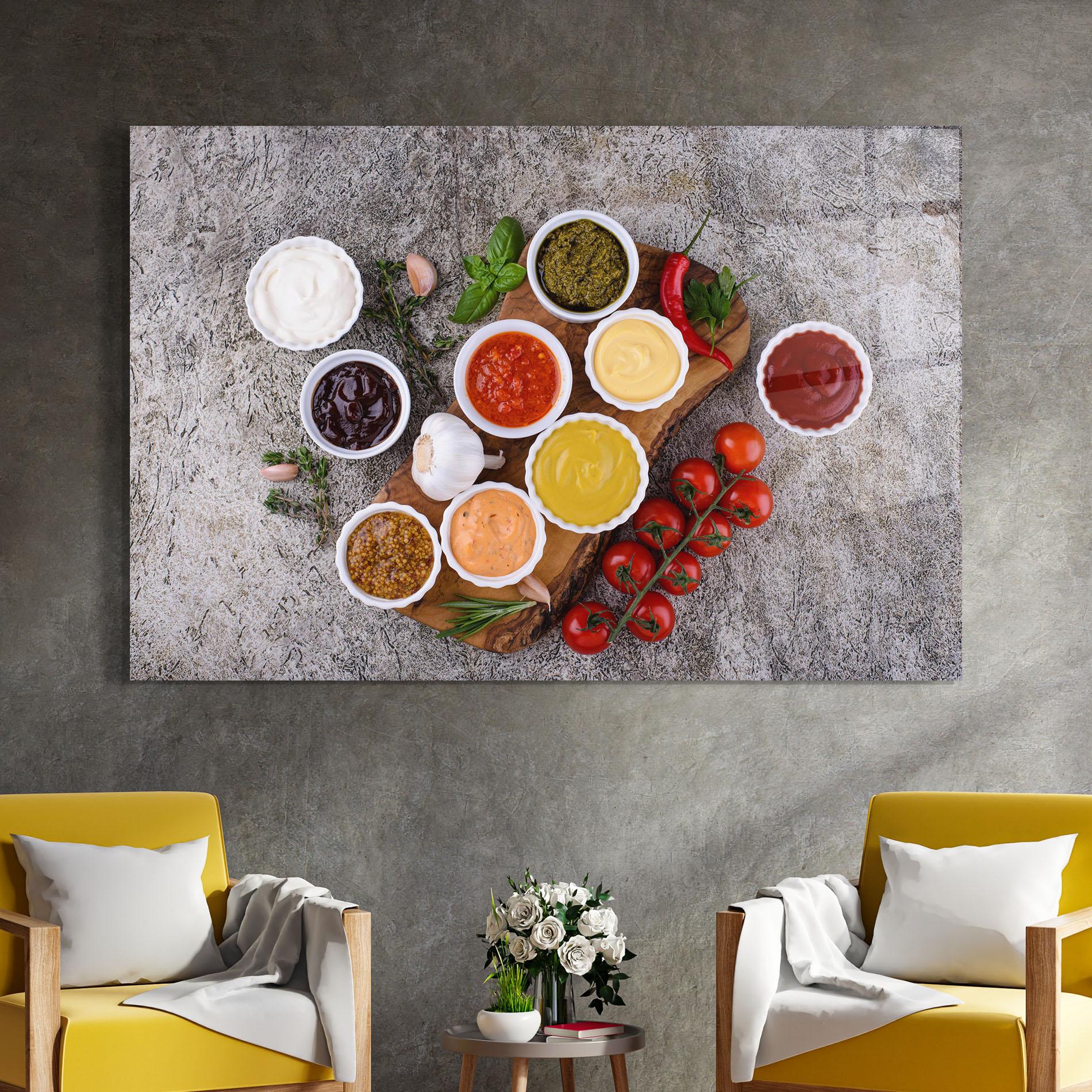 Glasbild Different Sauces mockup 4