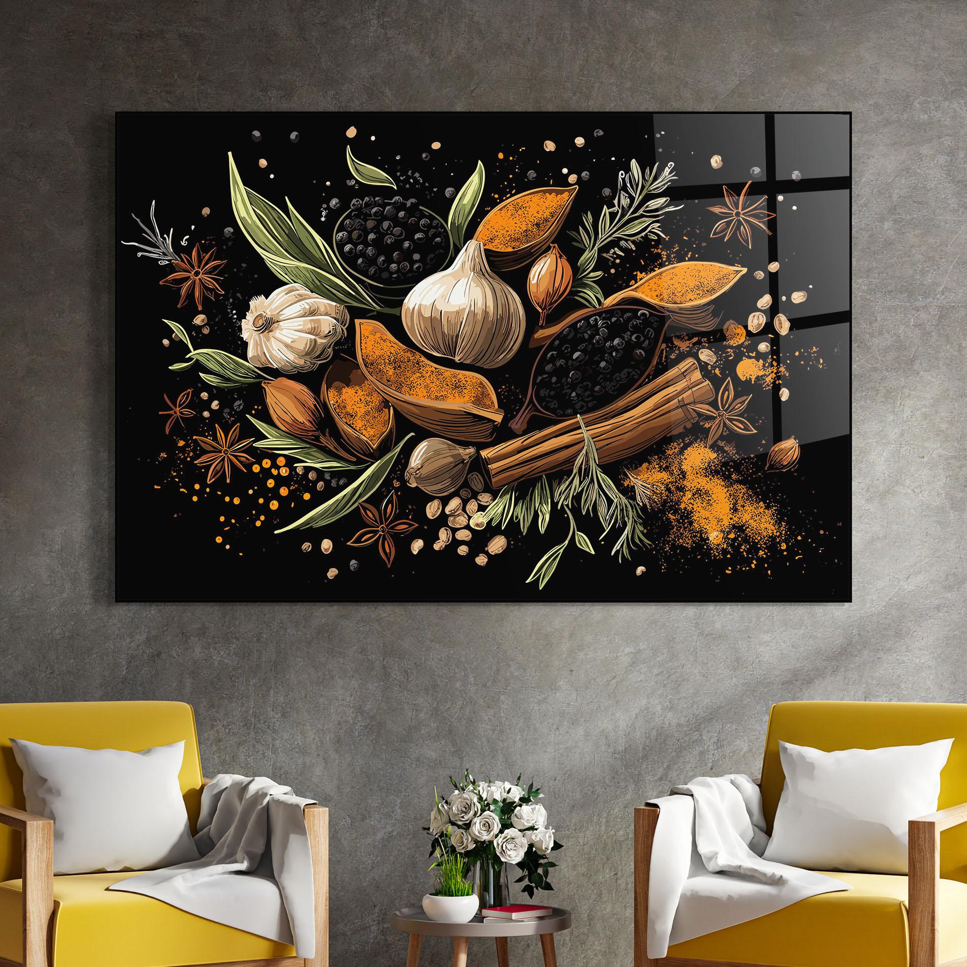 Glasbild Garlic And Spices mockup 4