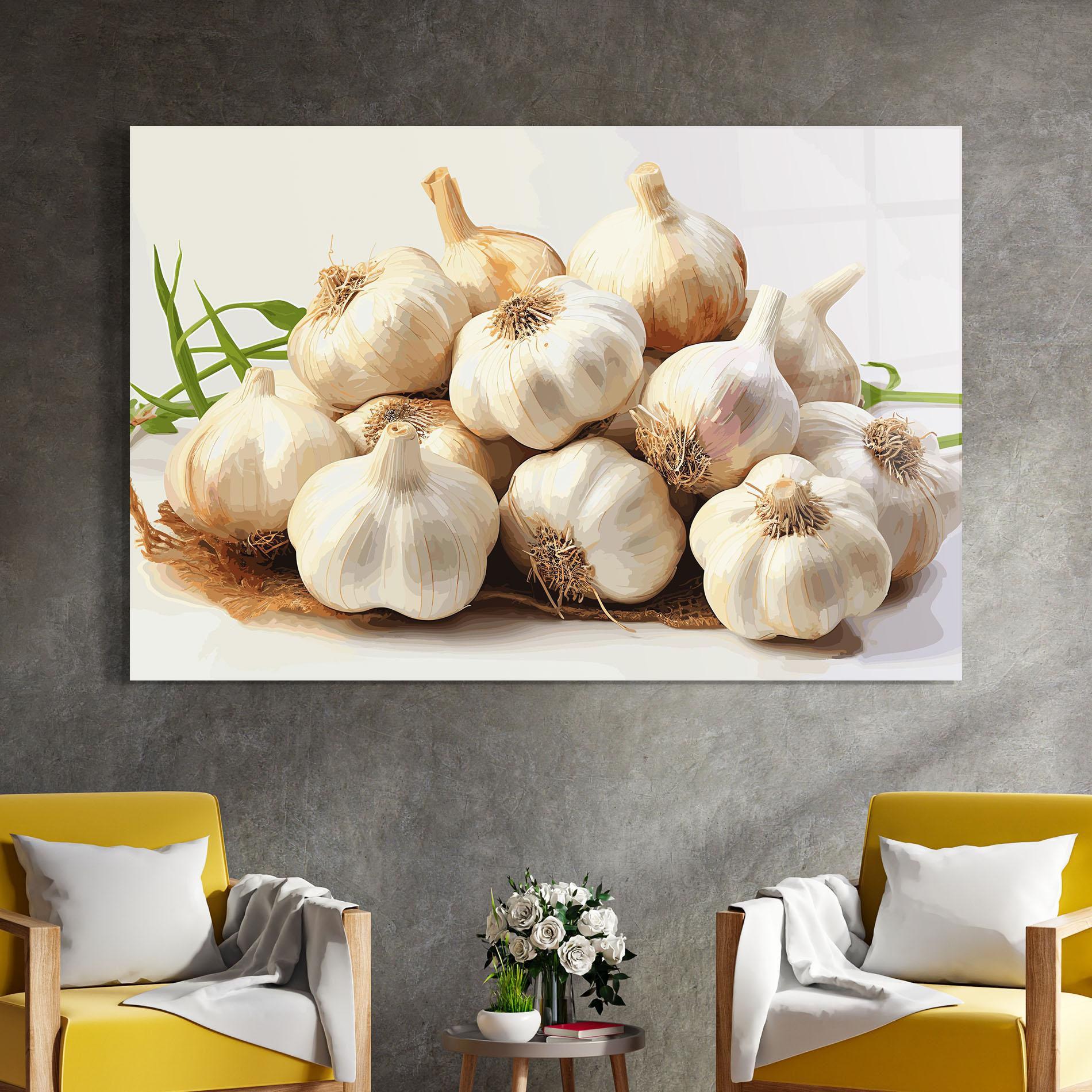 Glasbild Garlic Art mockup 4