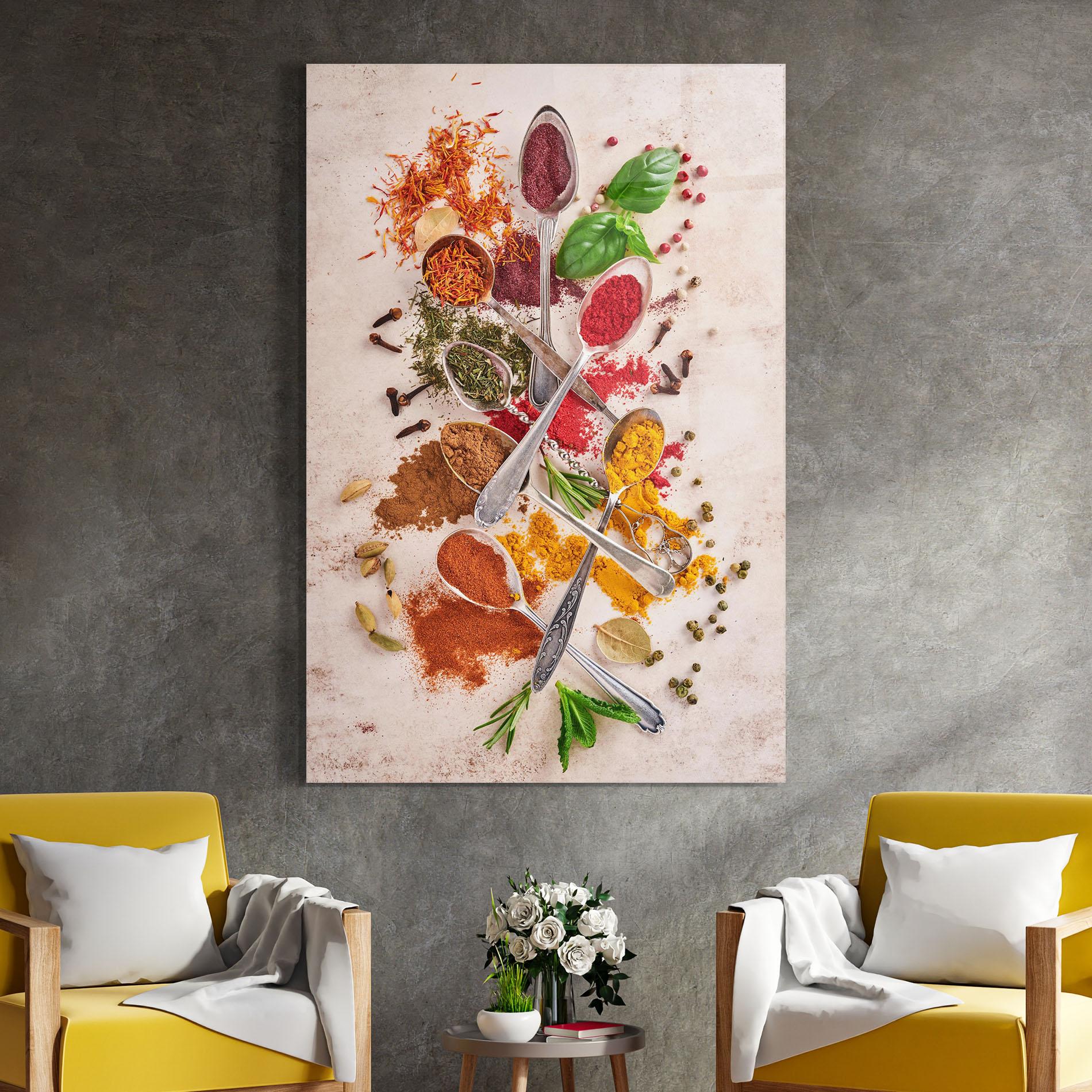 Glasbild Colorful Spices Cooking mockup 4