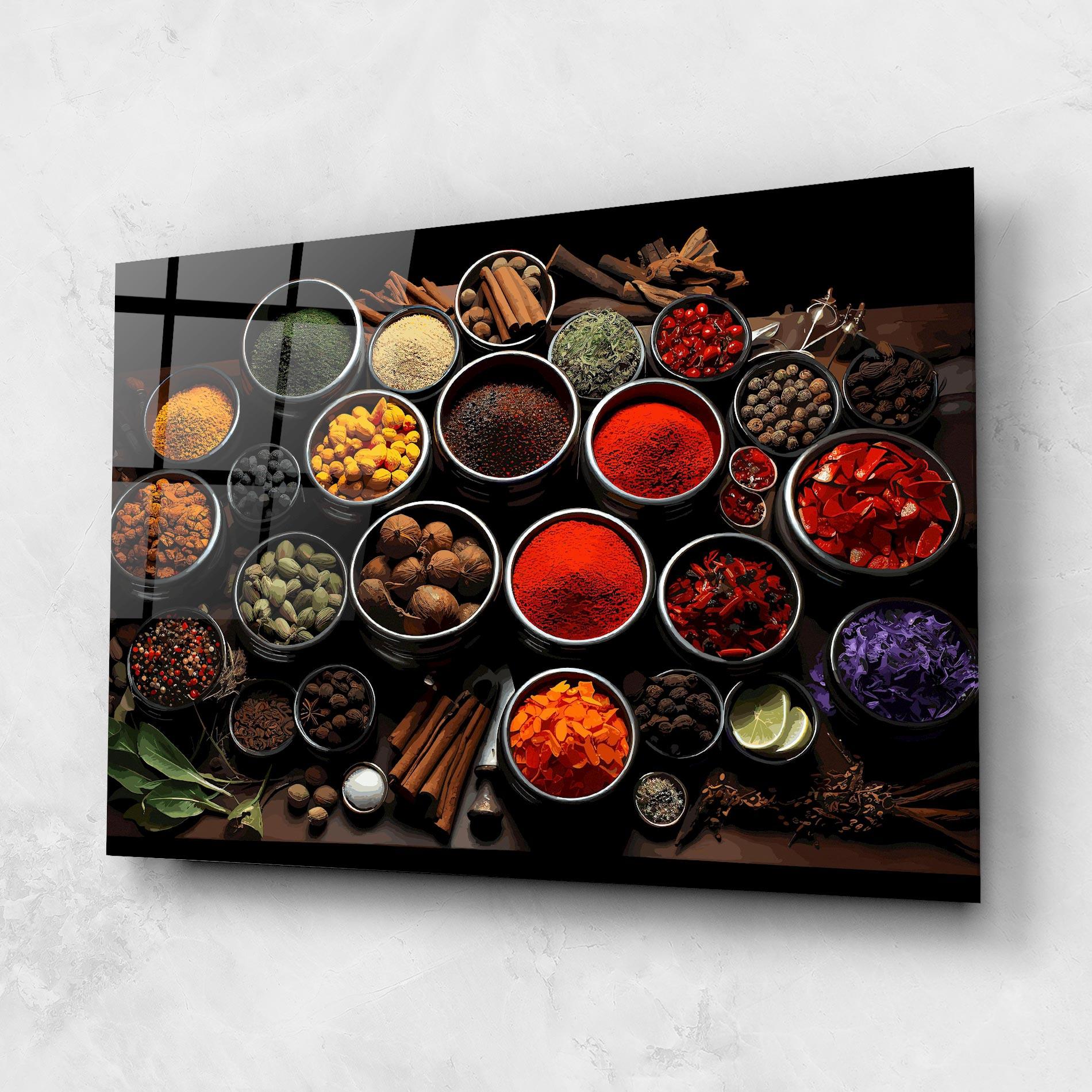 Glasbild Colorful Herbs Art mockup 1