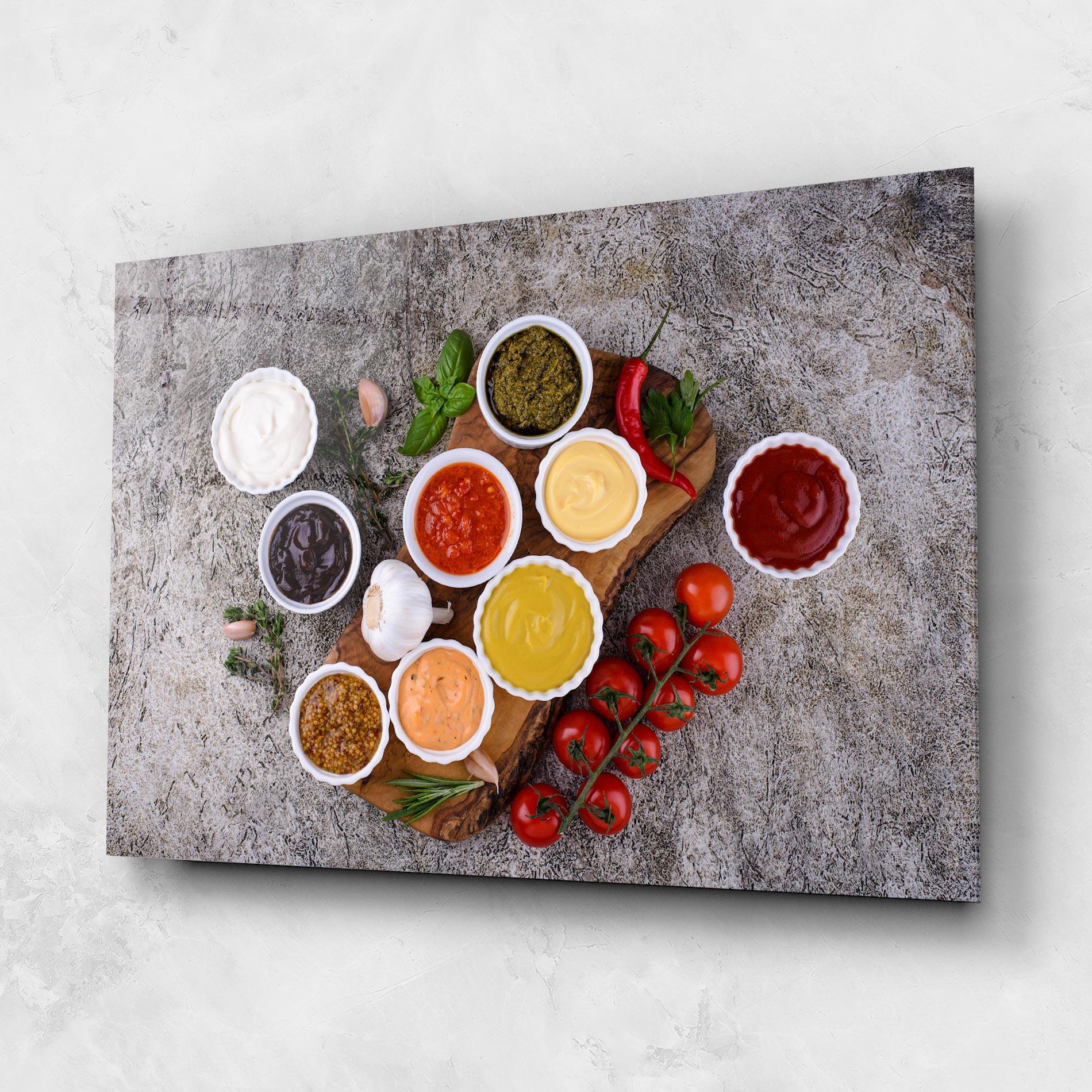 Glasbild Different Sauces mockup 1