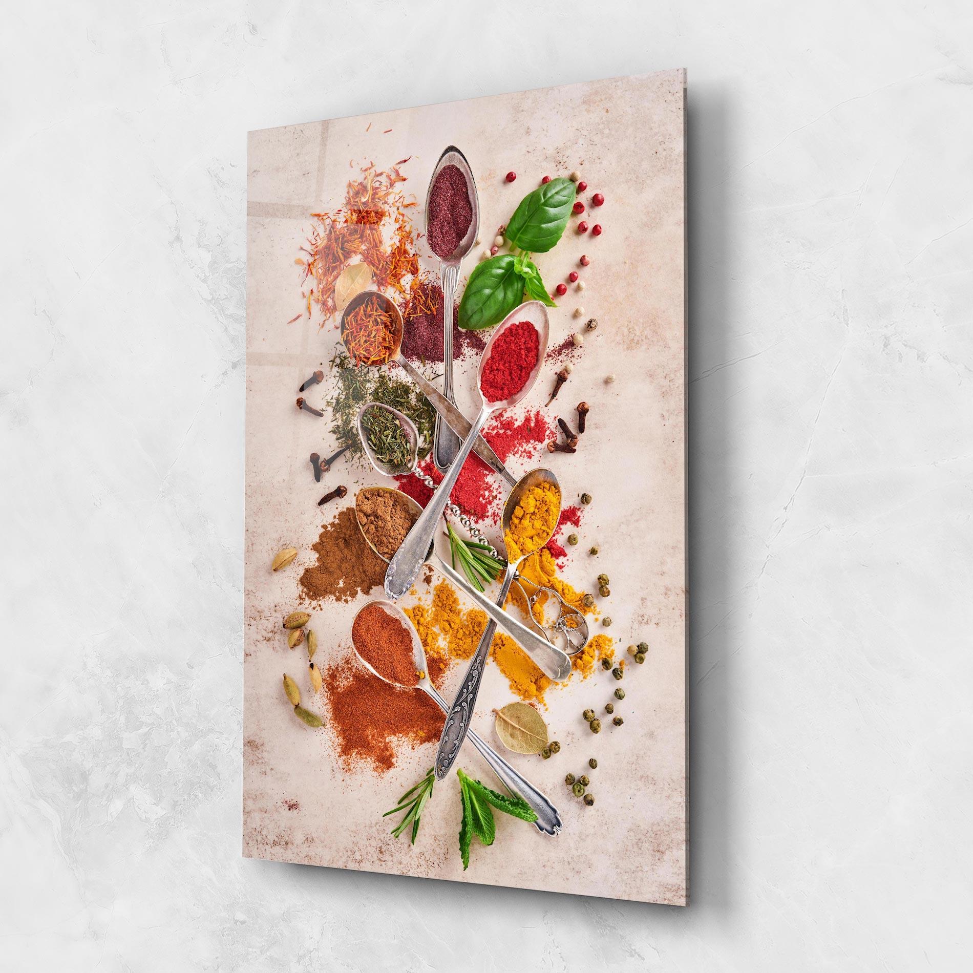 Glasbild Colorful Spices Cooking mockup 1