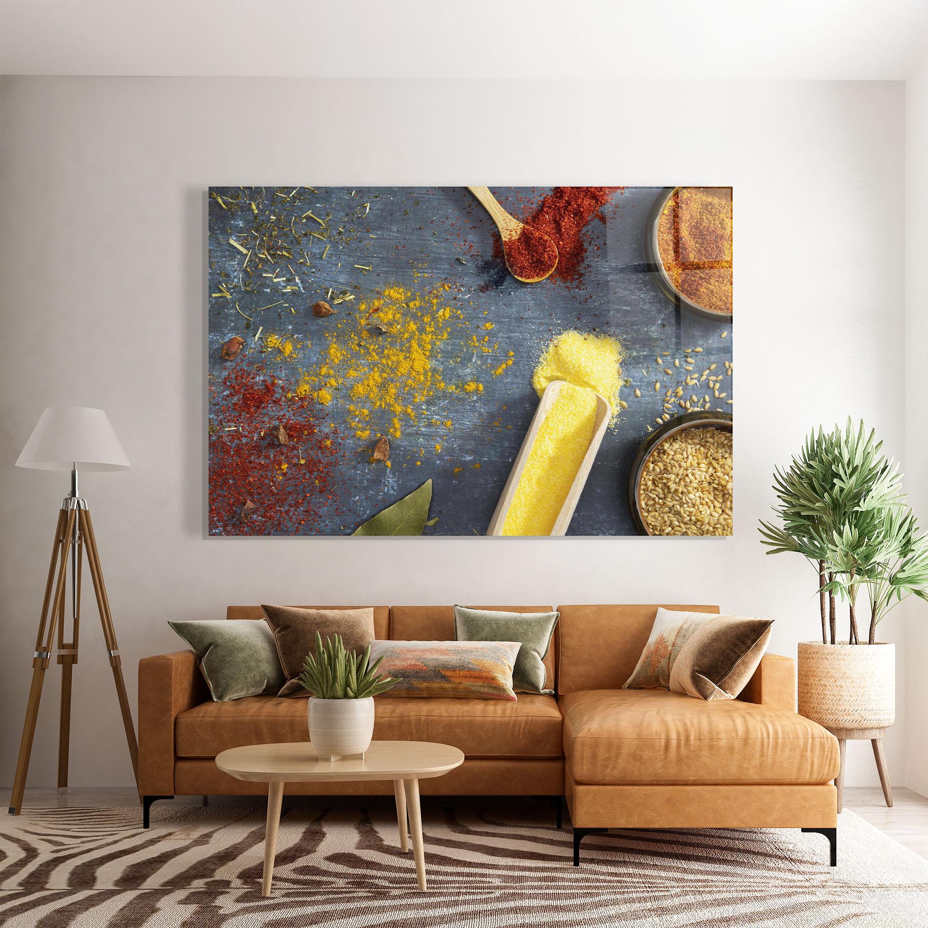 Glasbild Bowls With Spices mockup 7