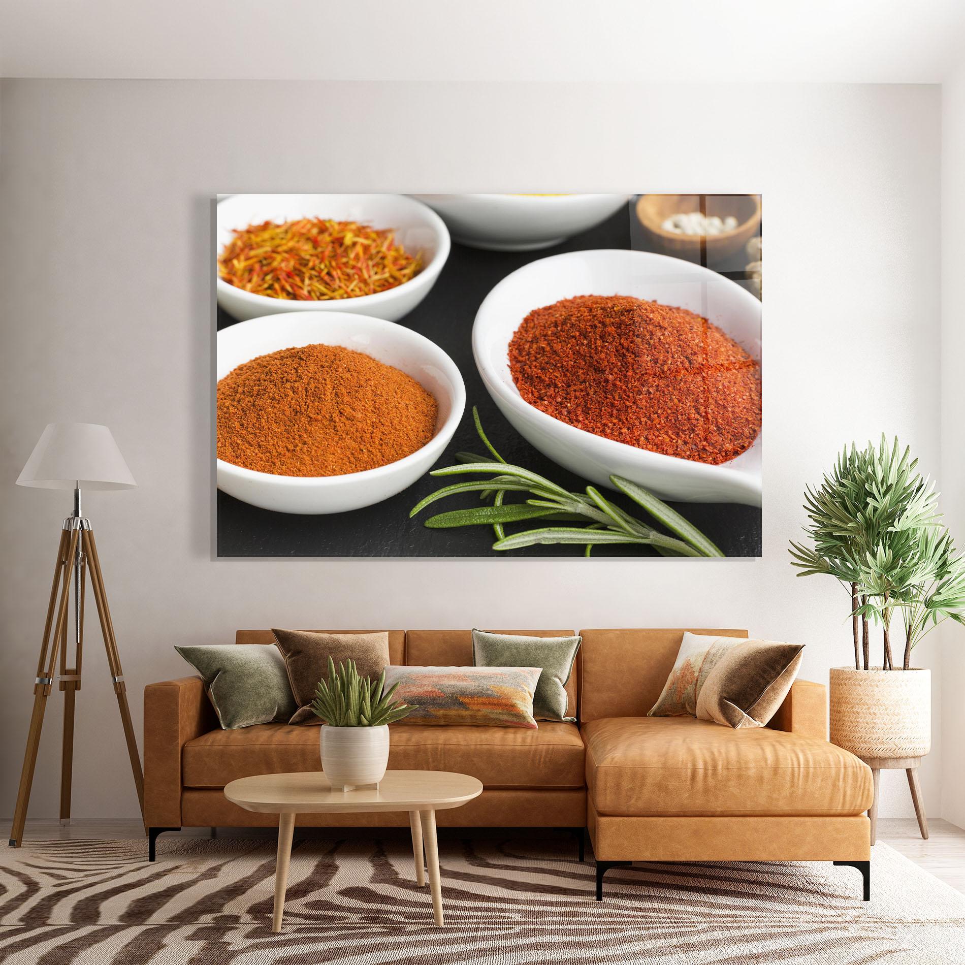 Glasbild Close Up Spices Powder mockup 7