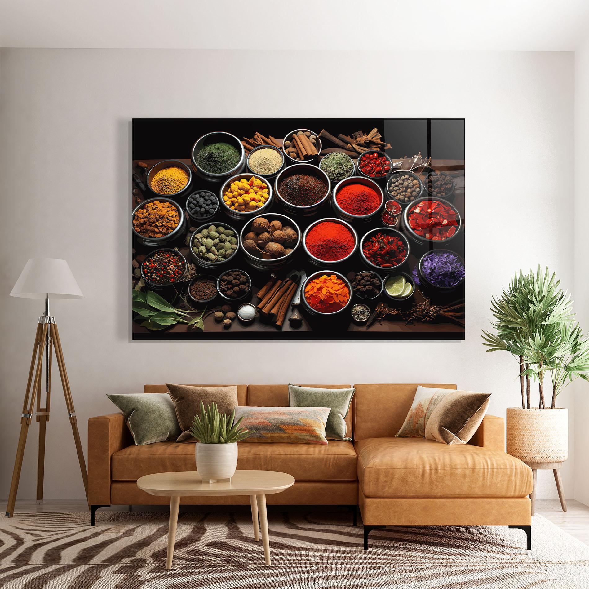 Glasbild Colorful Herbs Art mockup 7