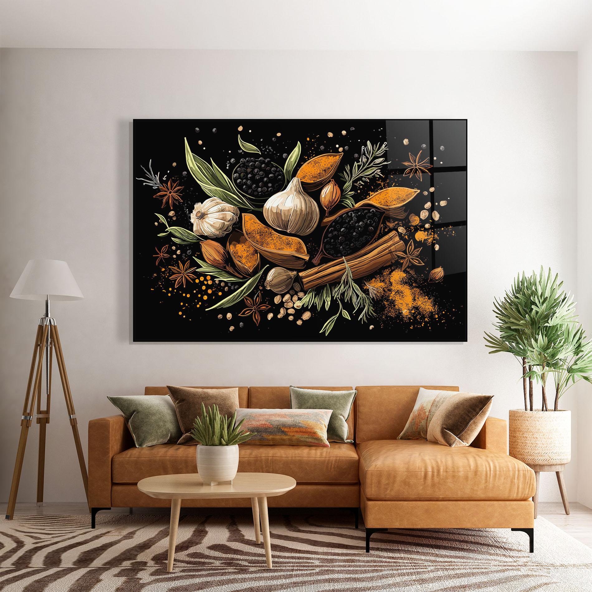 Glasbild Garlic And Spices mockup 7