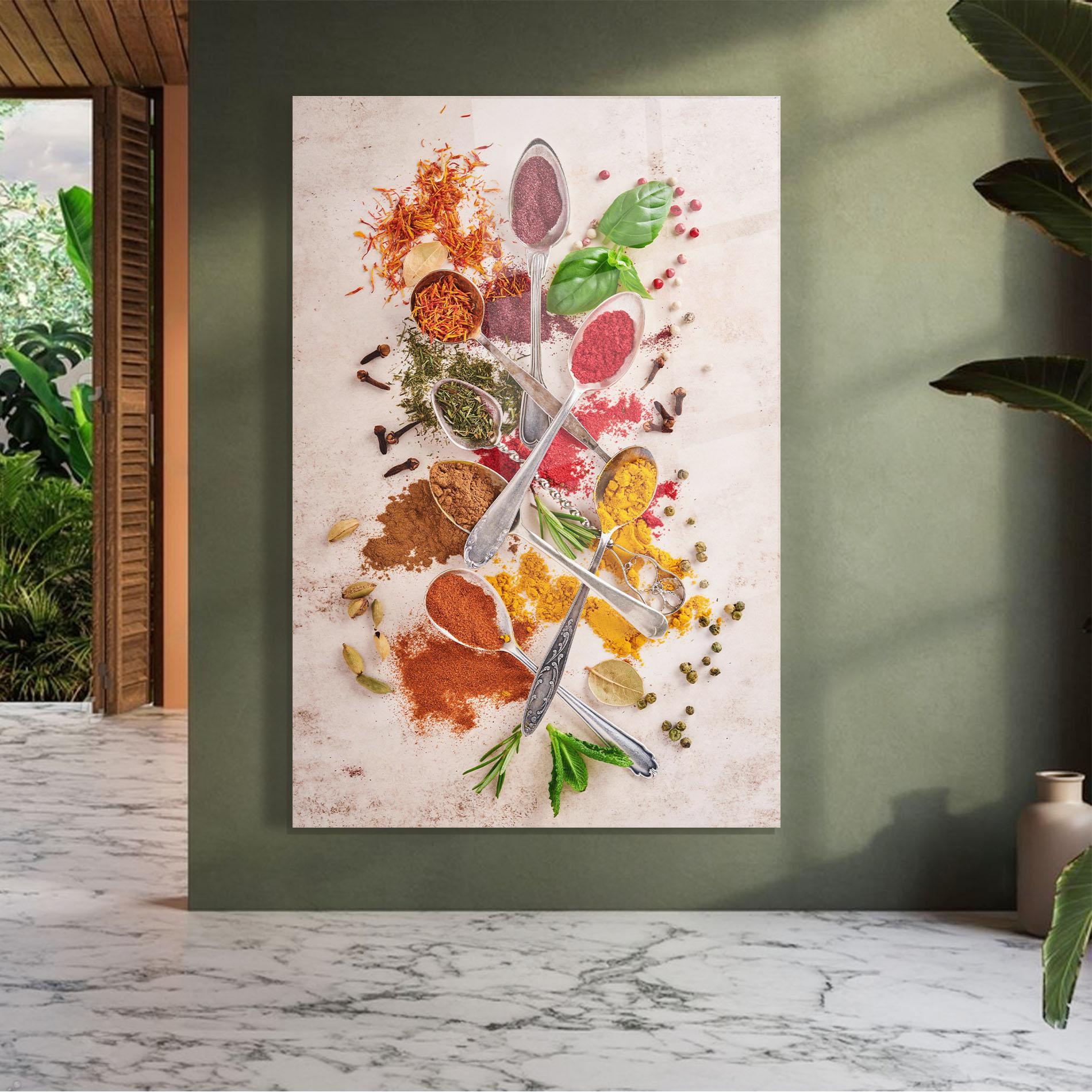 Glasbild Colorful Spices Cooking mockup 7