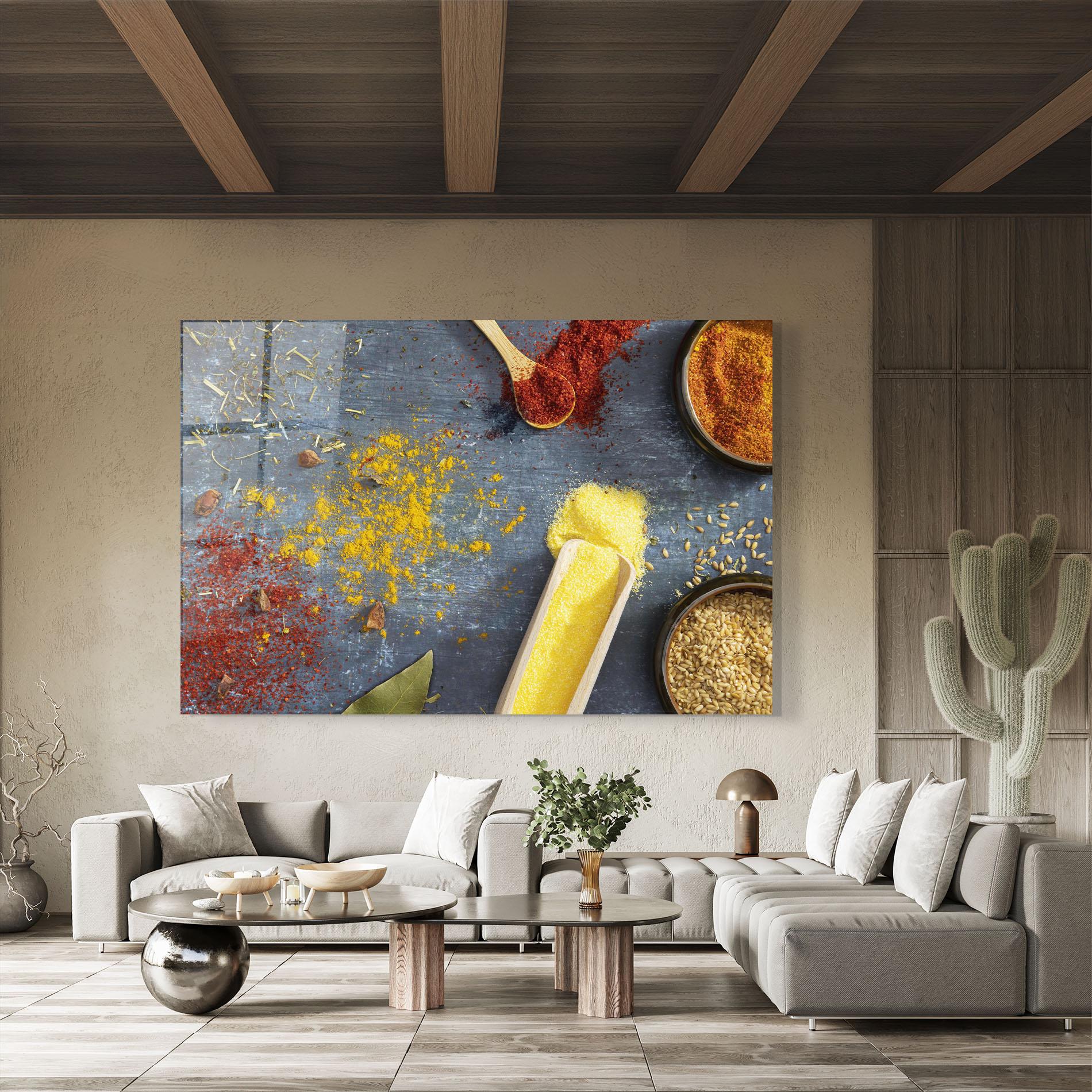 Glasbild Bowls With Spices mockup 8