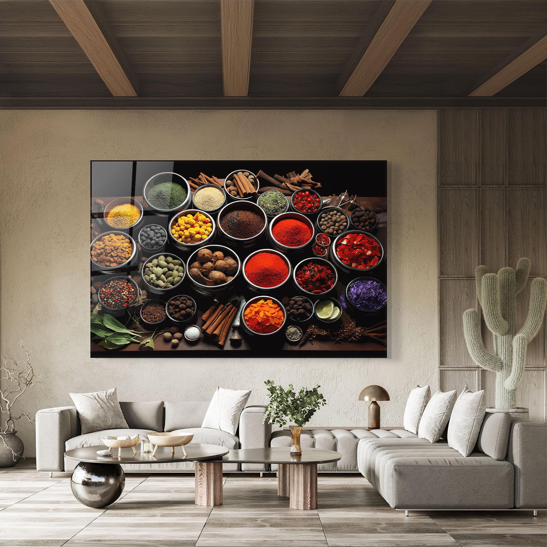 Glasbild Colorful Herbs Art mockup 8