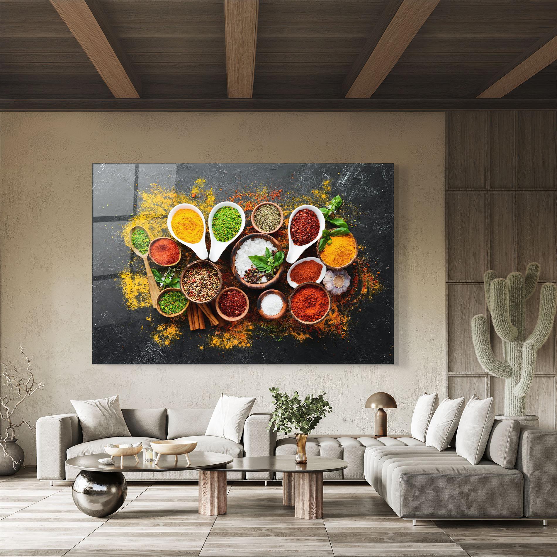 Glasbild Colorful Herbs Spices mockup 8