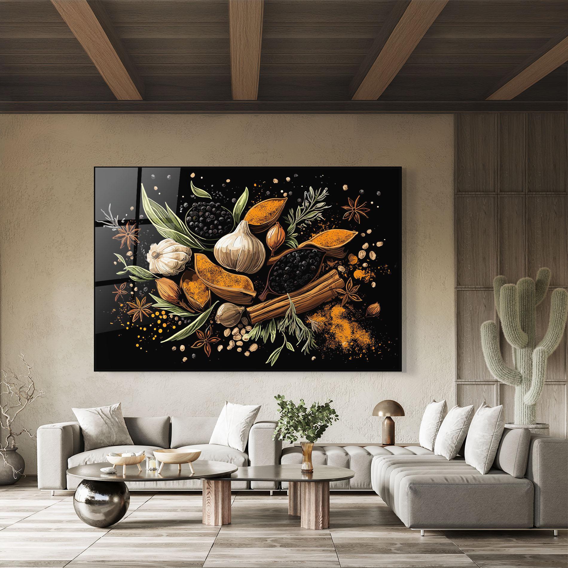 Glasbild Garlic And Spices mockup 8