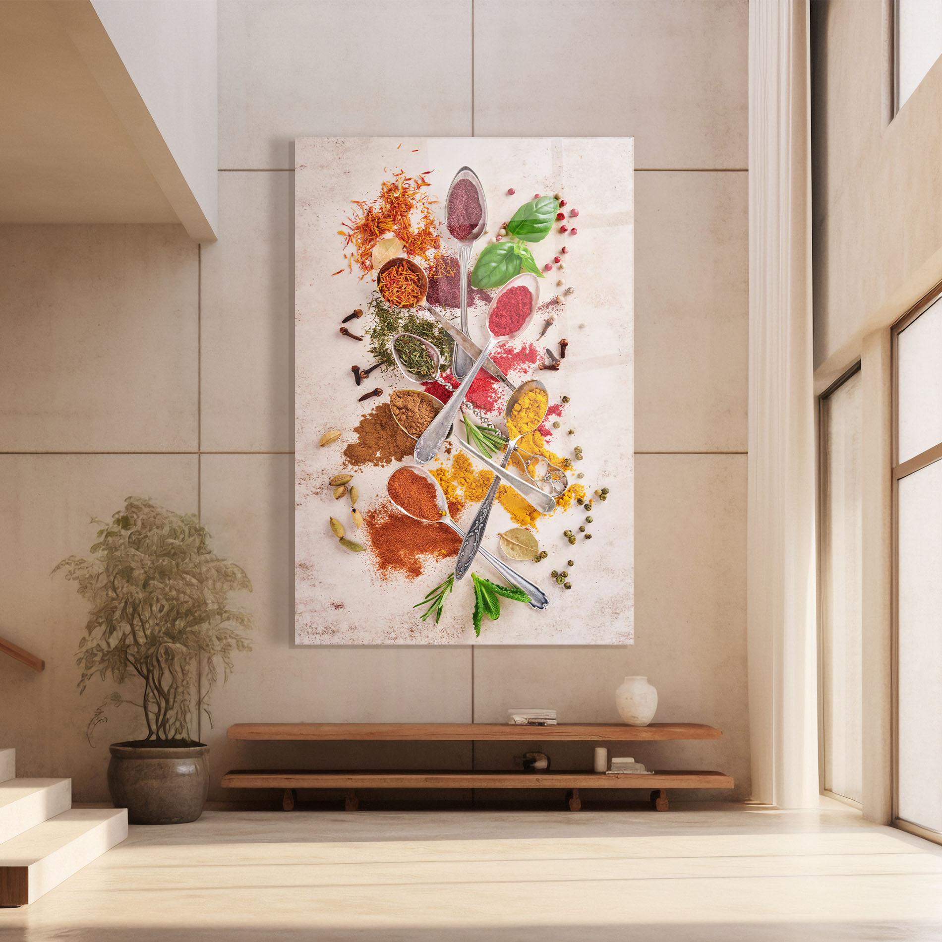 Glasbild Colorful Spices Cooking mockup 8