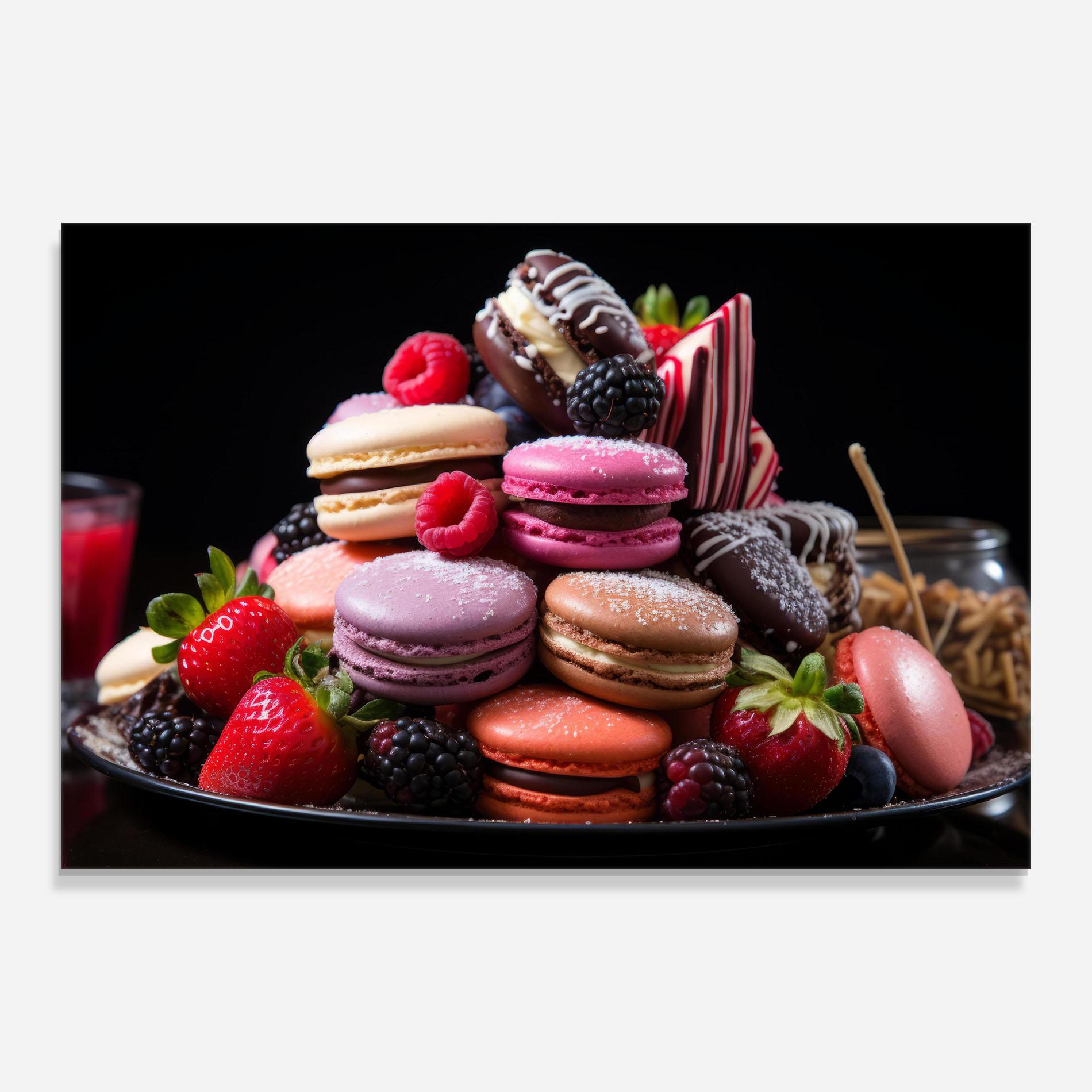 Glasbild Berries Macarons mockup 0