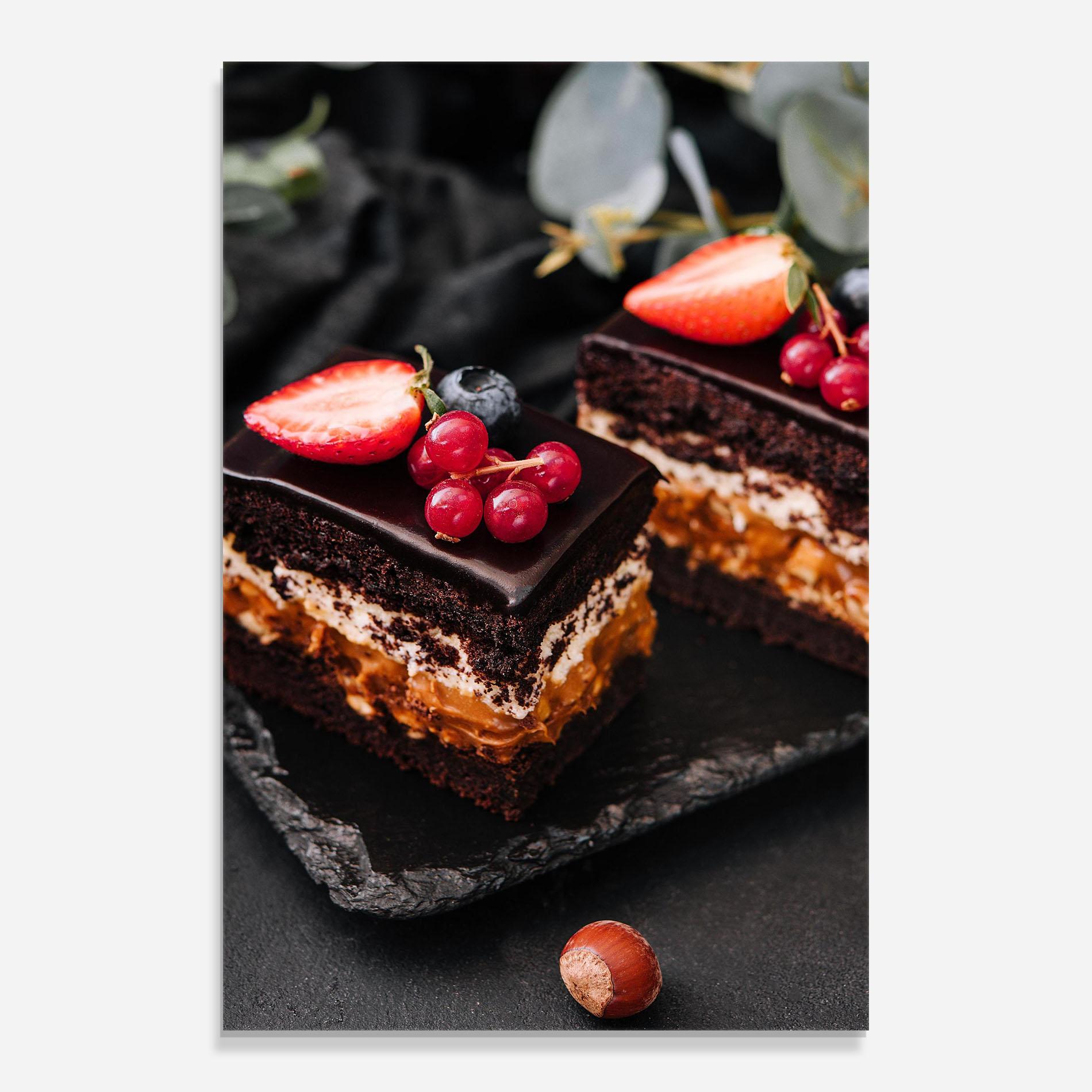 Glasbild Chocolate Berries Cake mockup 0