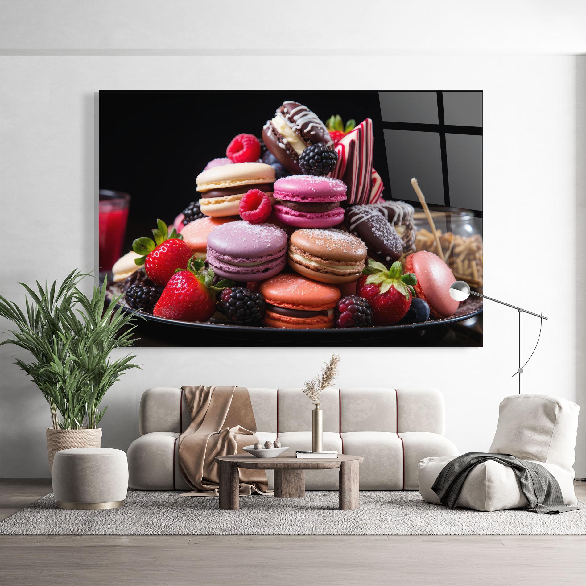 Glasbild Berries Macarons mockup 9