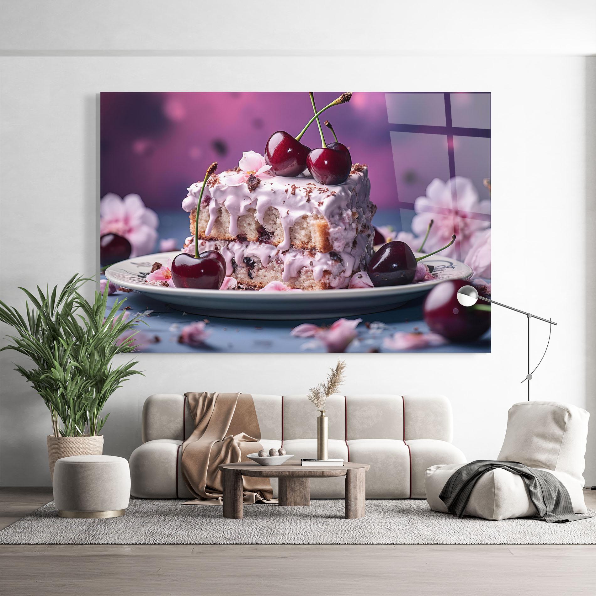 Glasbild Cherries Plate mockup 9
