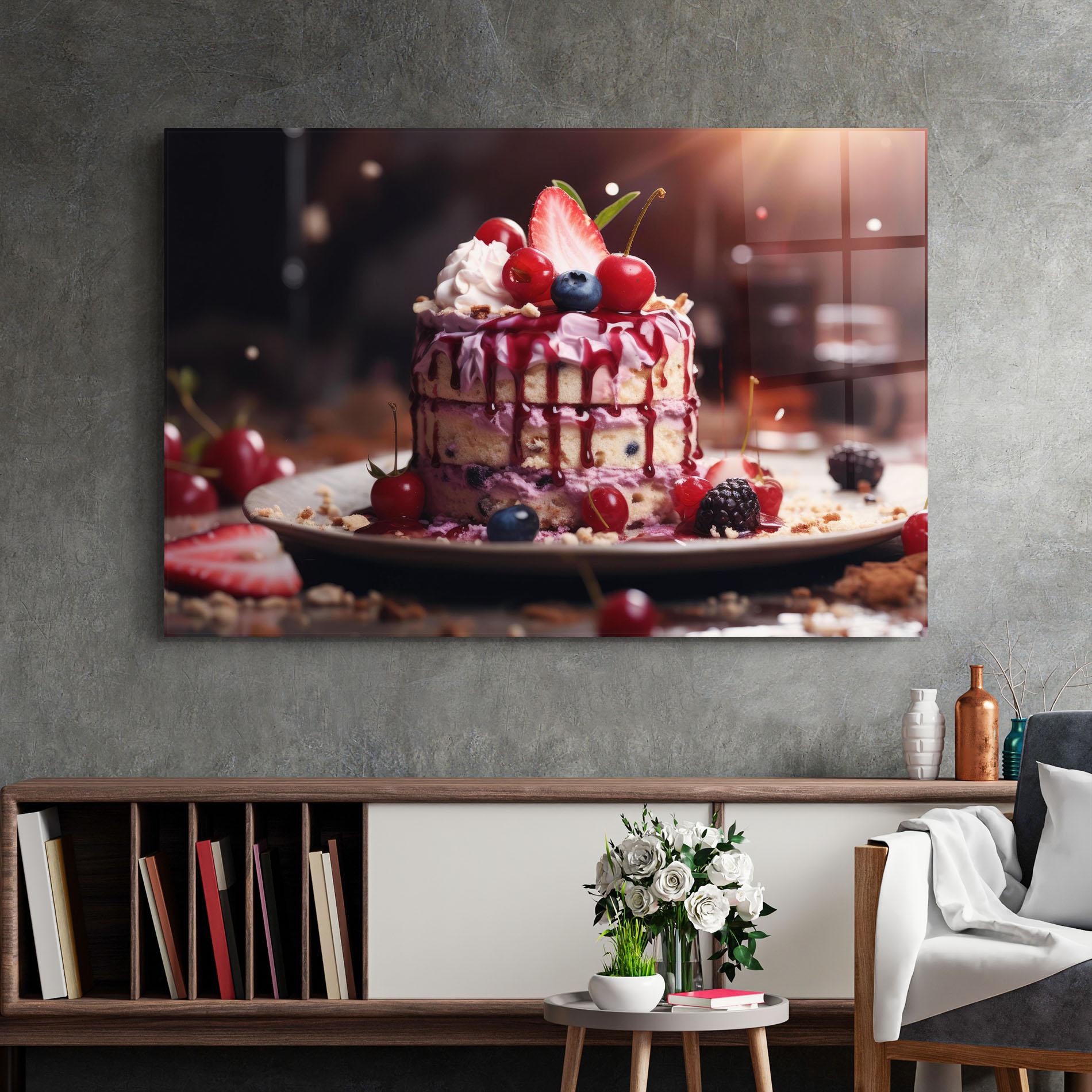 Glasbild Berries Dessert mockup 2