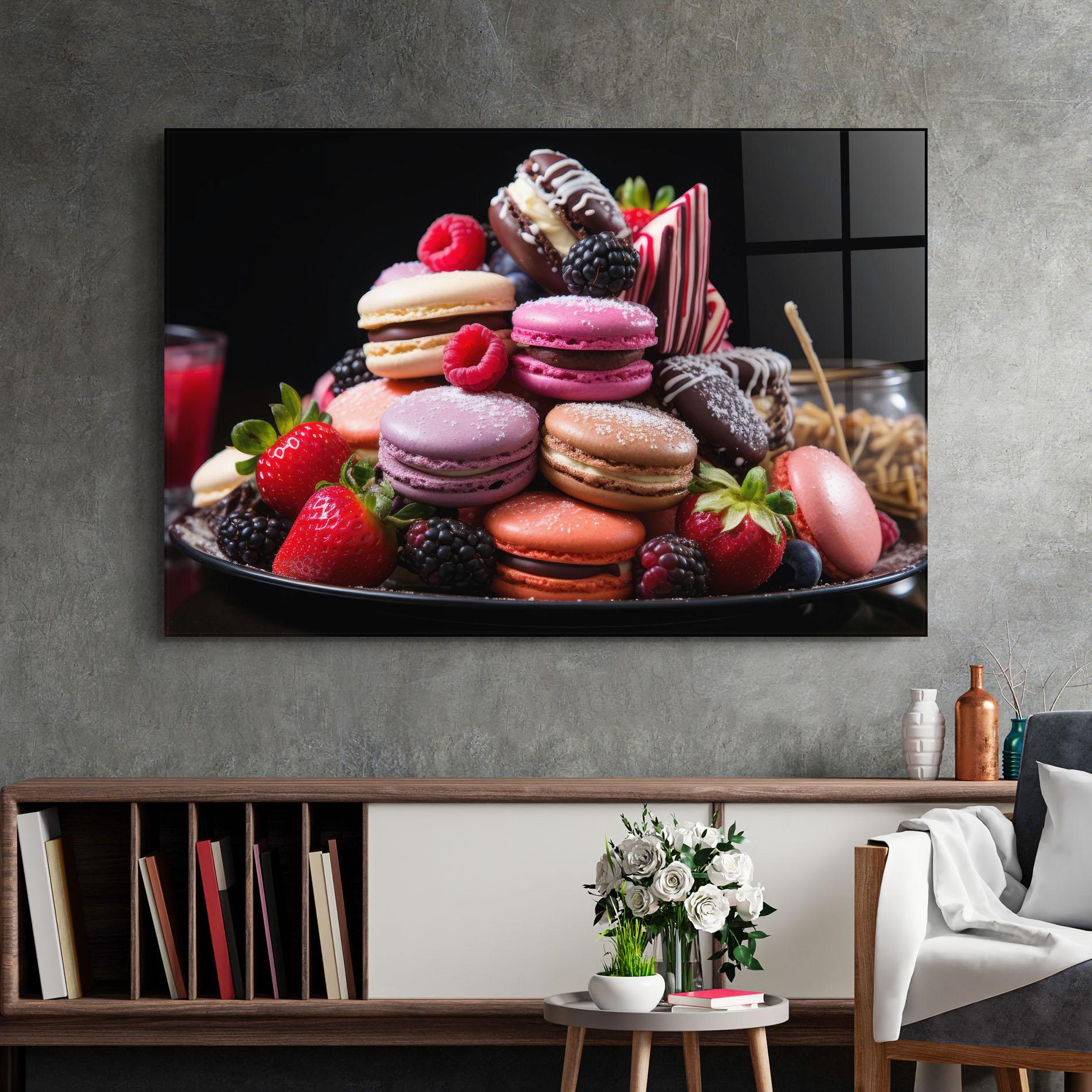 Glasbild Berries Macarons mockup 2