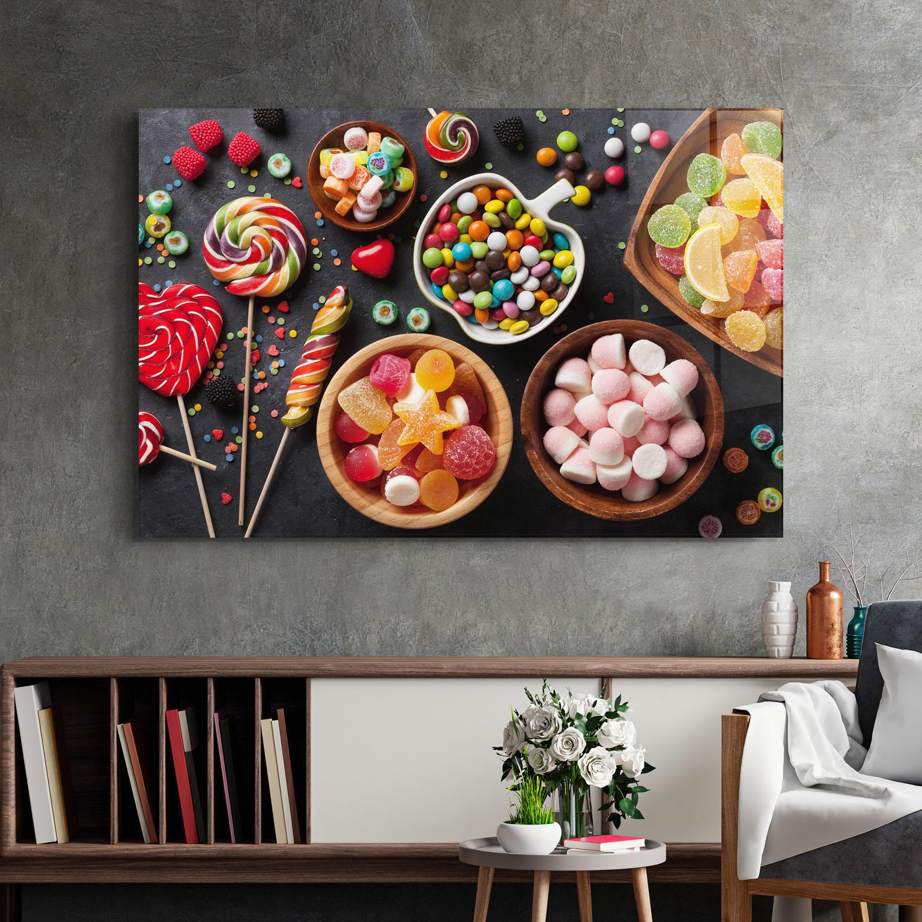 Glasbild Colorful Candies mockup 2