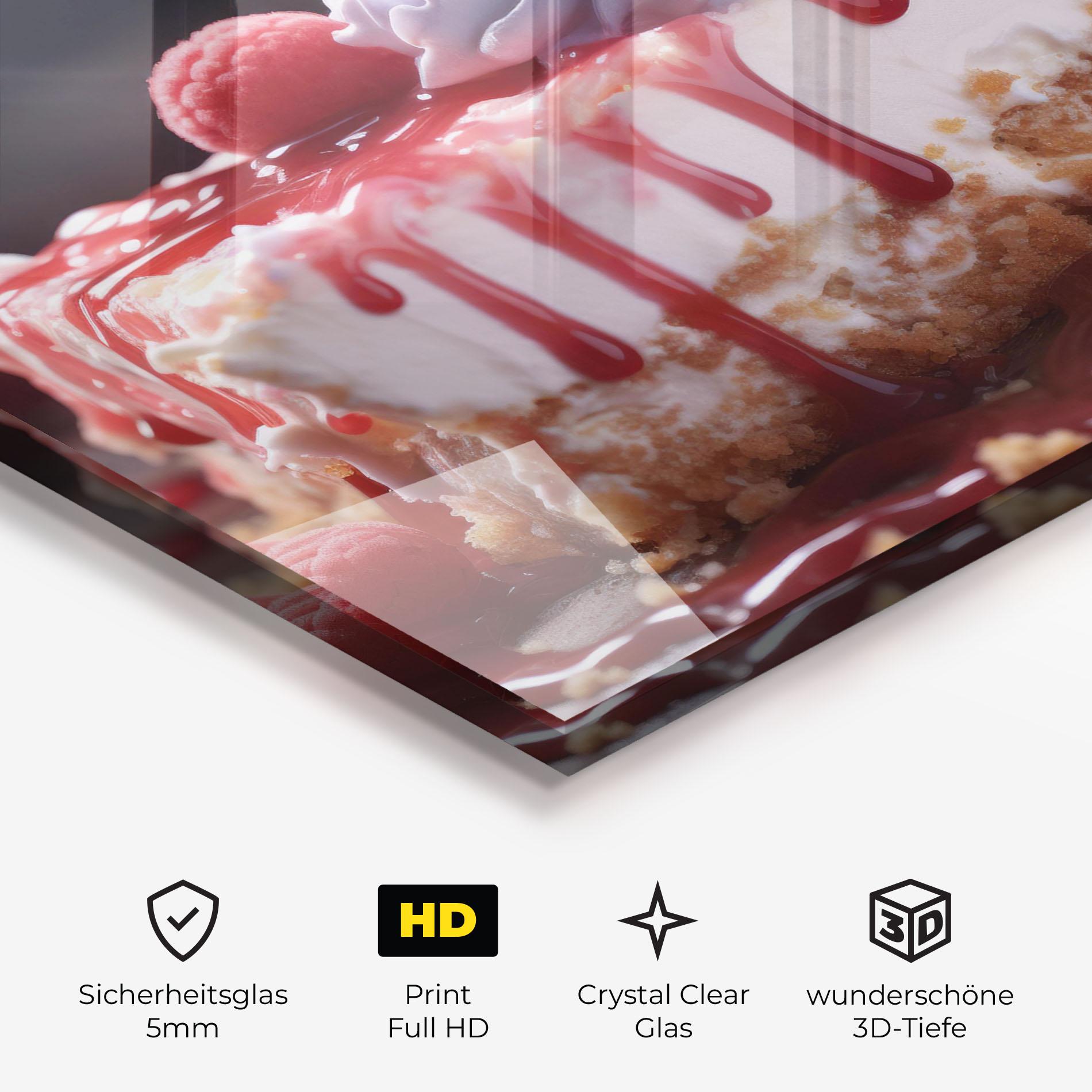 Glasbild Strawberries Cake mockup 3