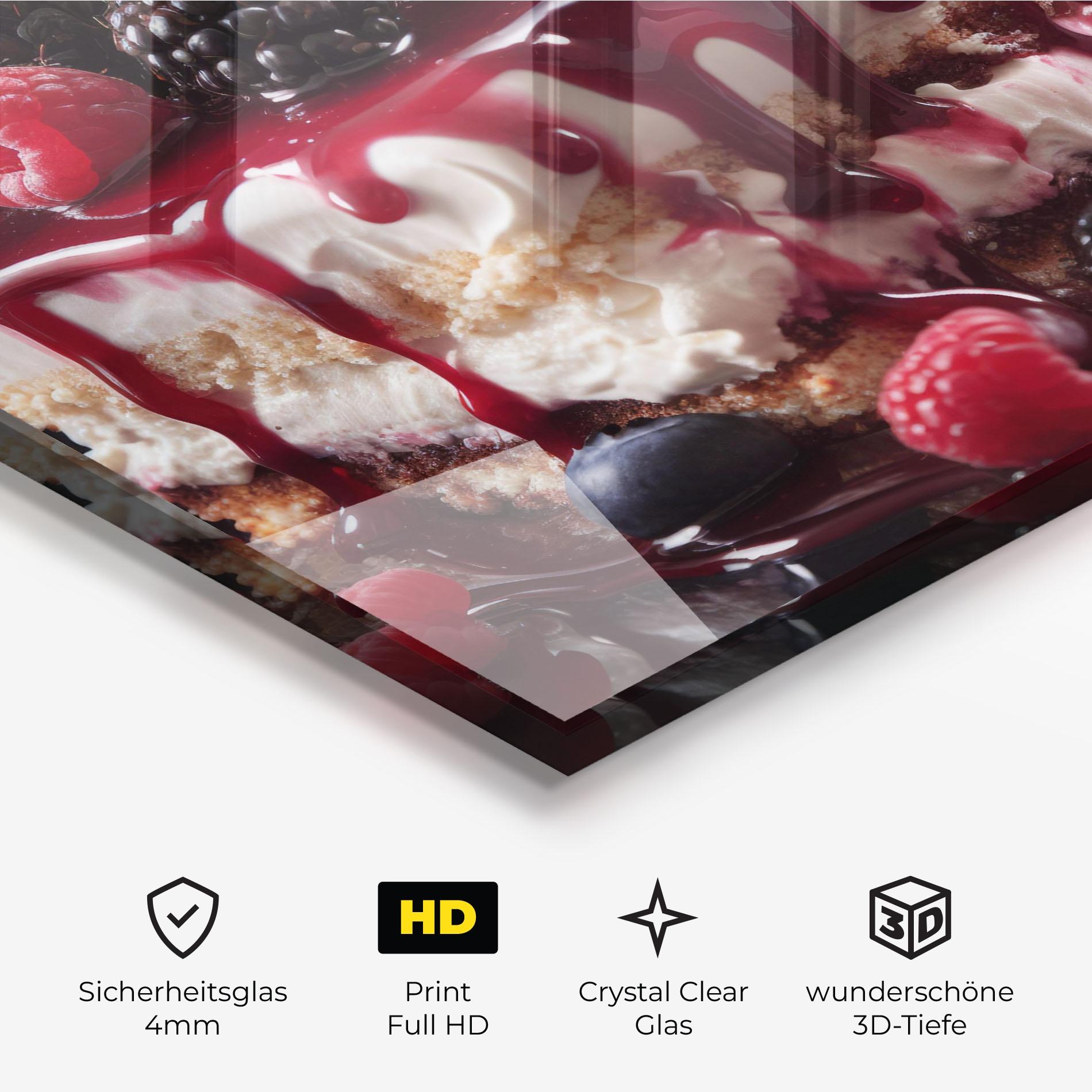Glasbild Berries Cream Dessert mockup 3