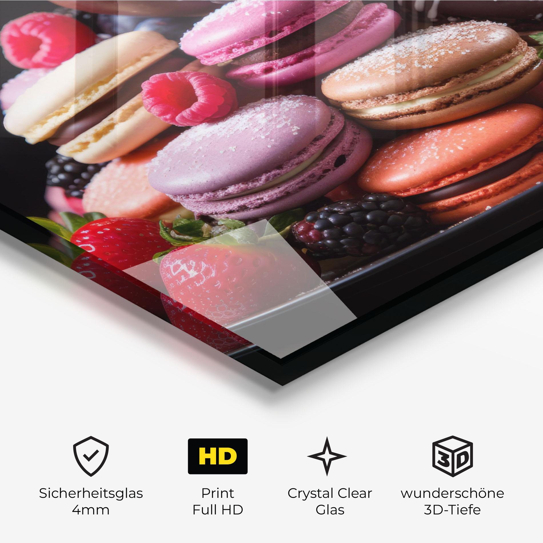 Glasbild Berries Macarons mockup 3
