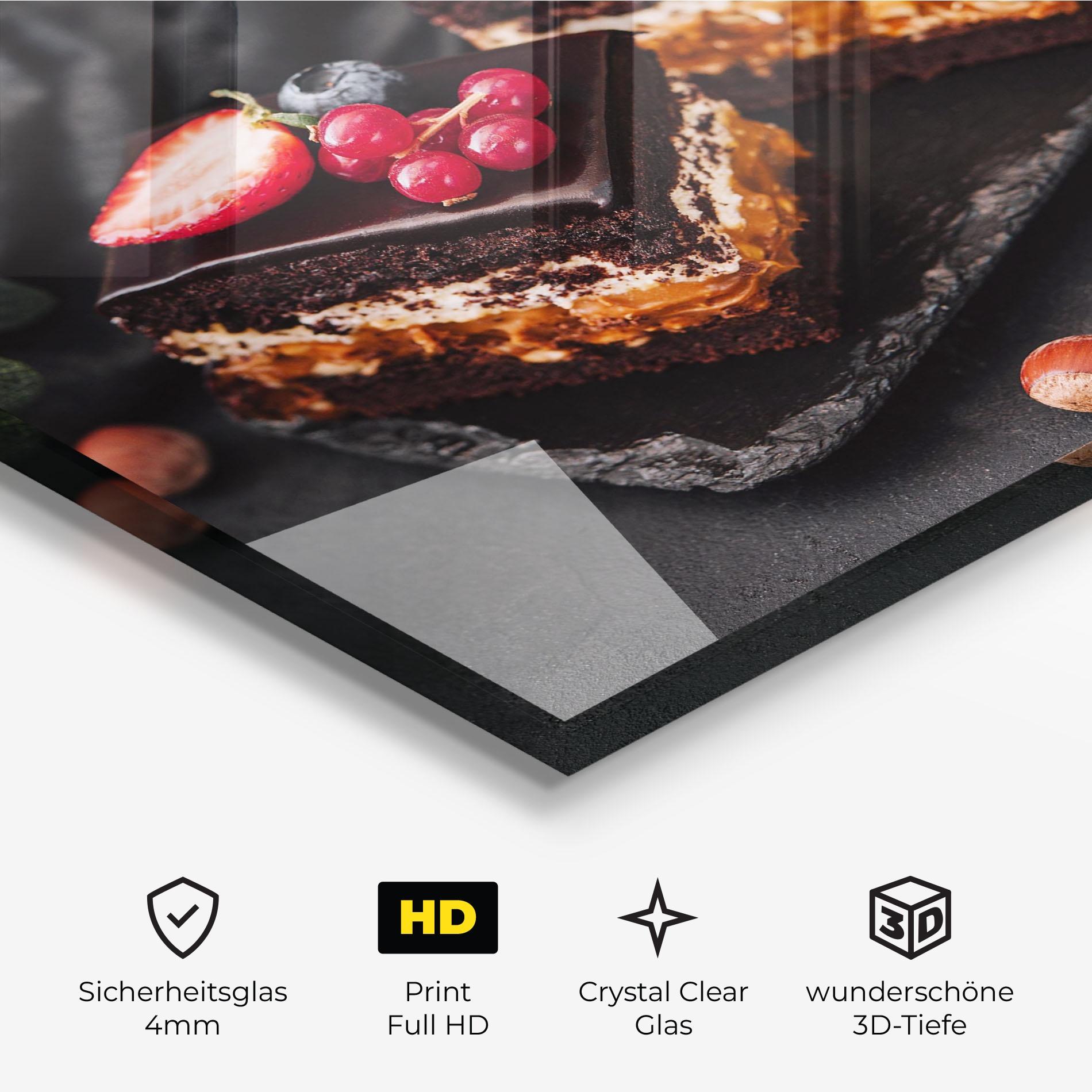 Glasbild Chocolate Berries Cake mockup 3