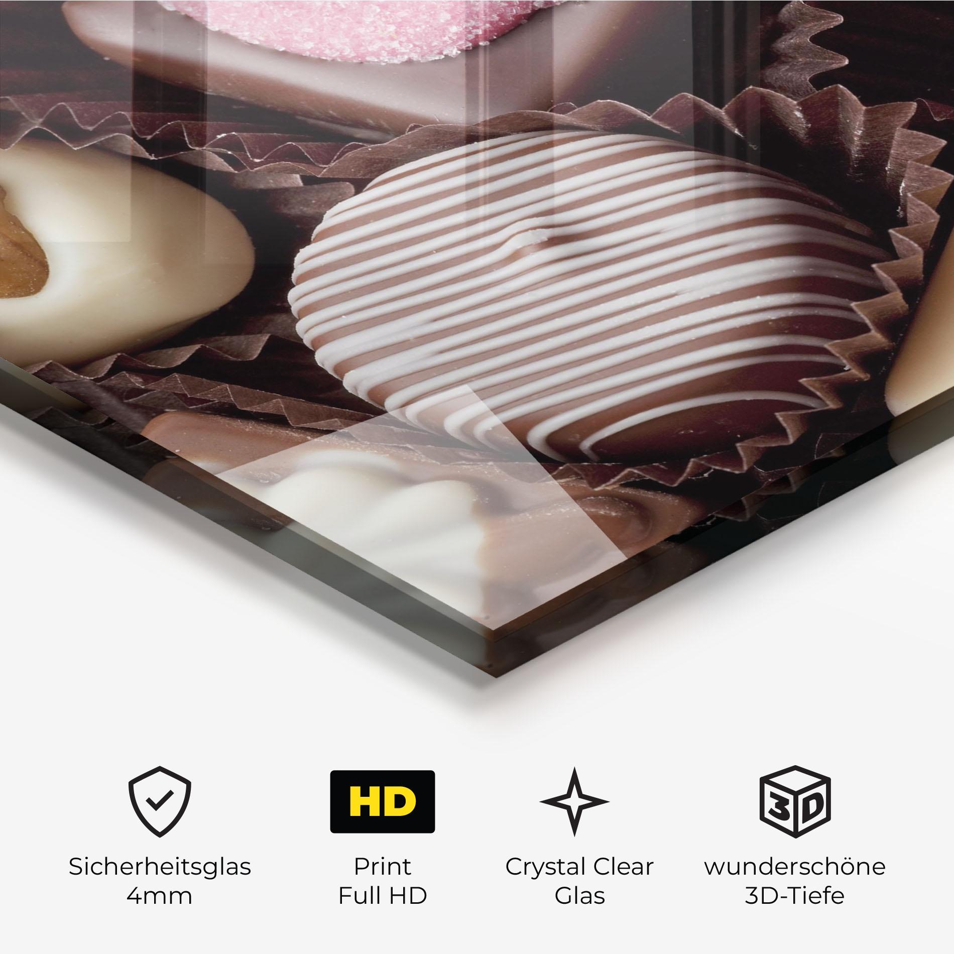 Glasbild Chocolate Bonbons mockup 3