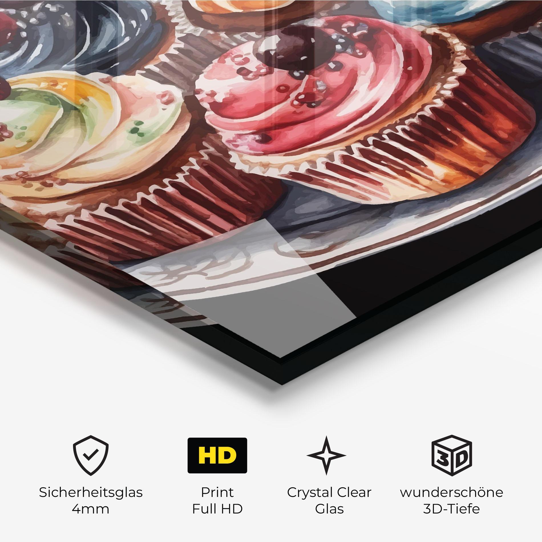 Glasbild Colorful Muffins mockup 3