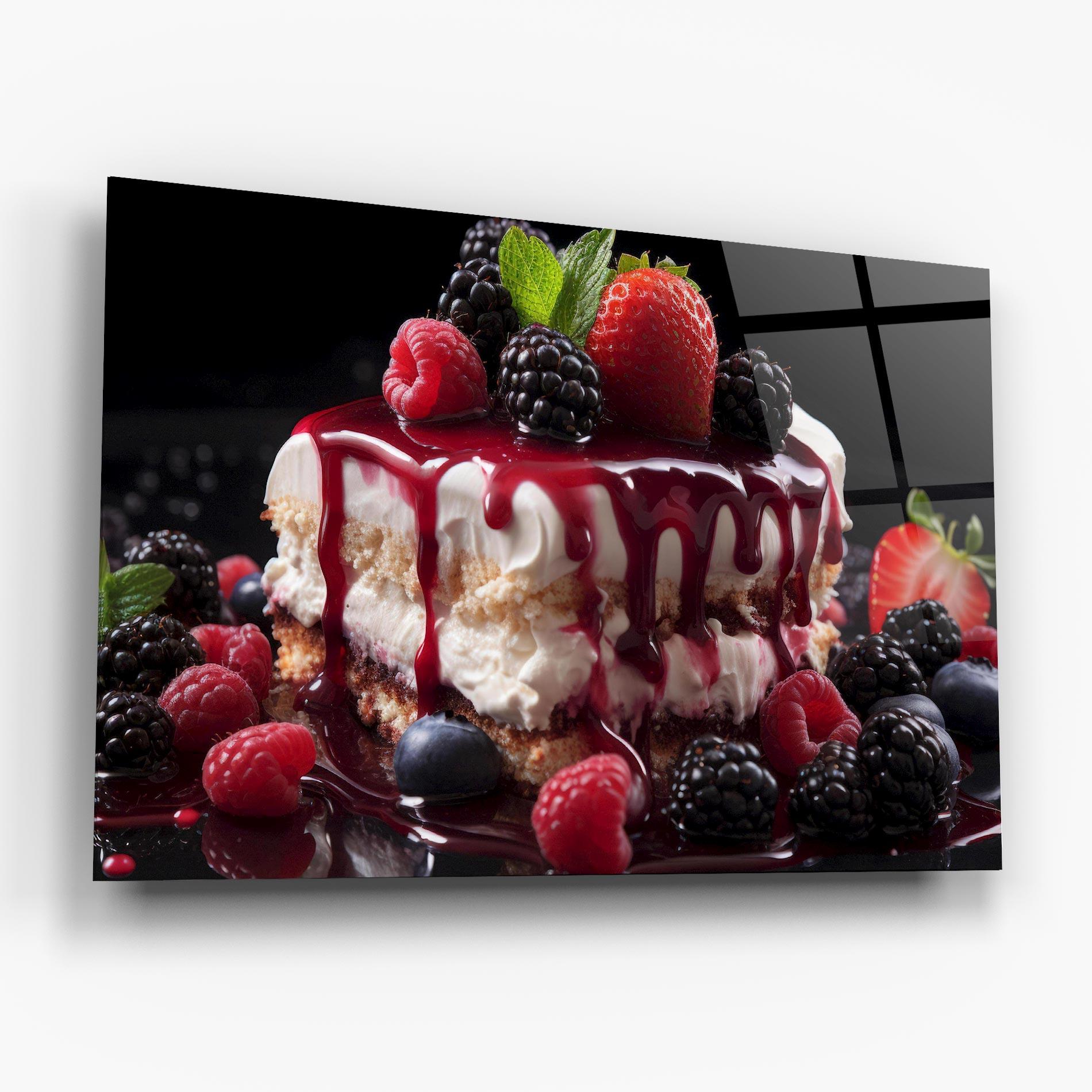 Glasbild Berries Cream Dessert mockup 6