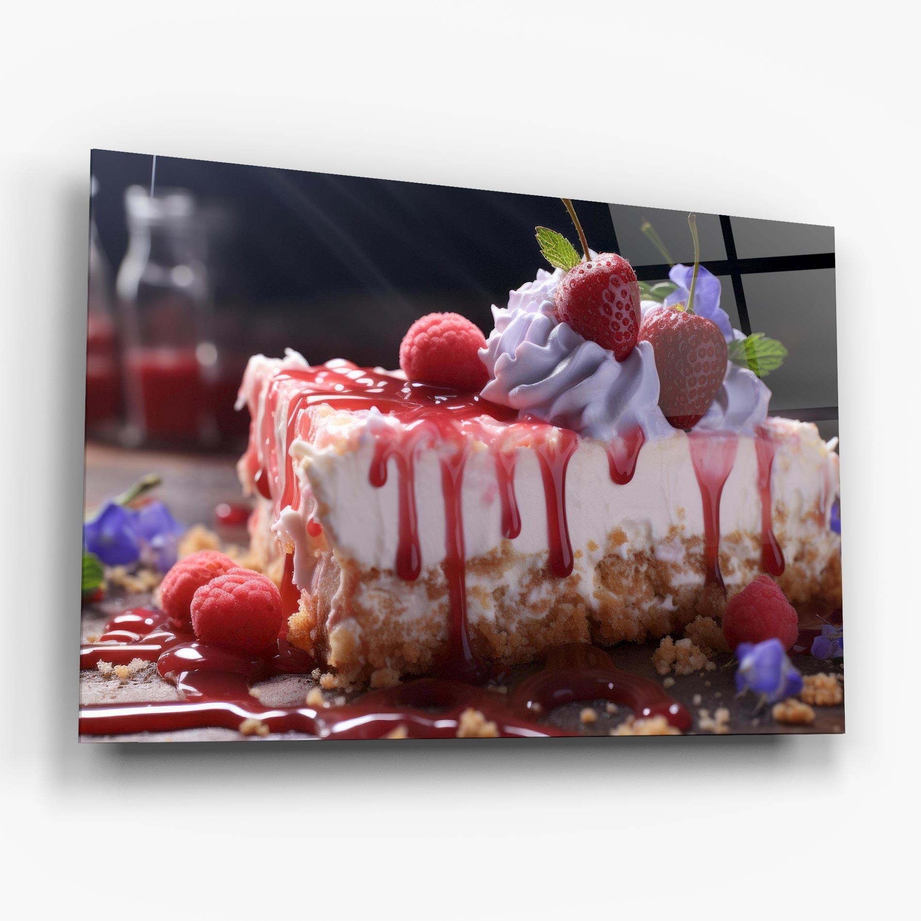 Glasbild Strawberries Cake mockup 6
