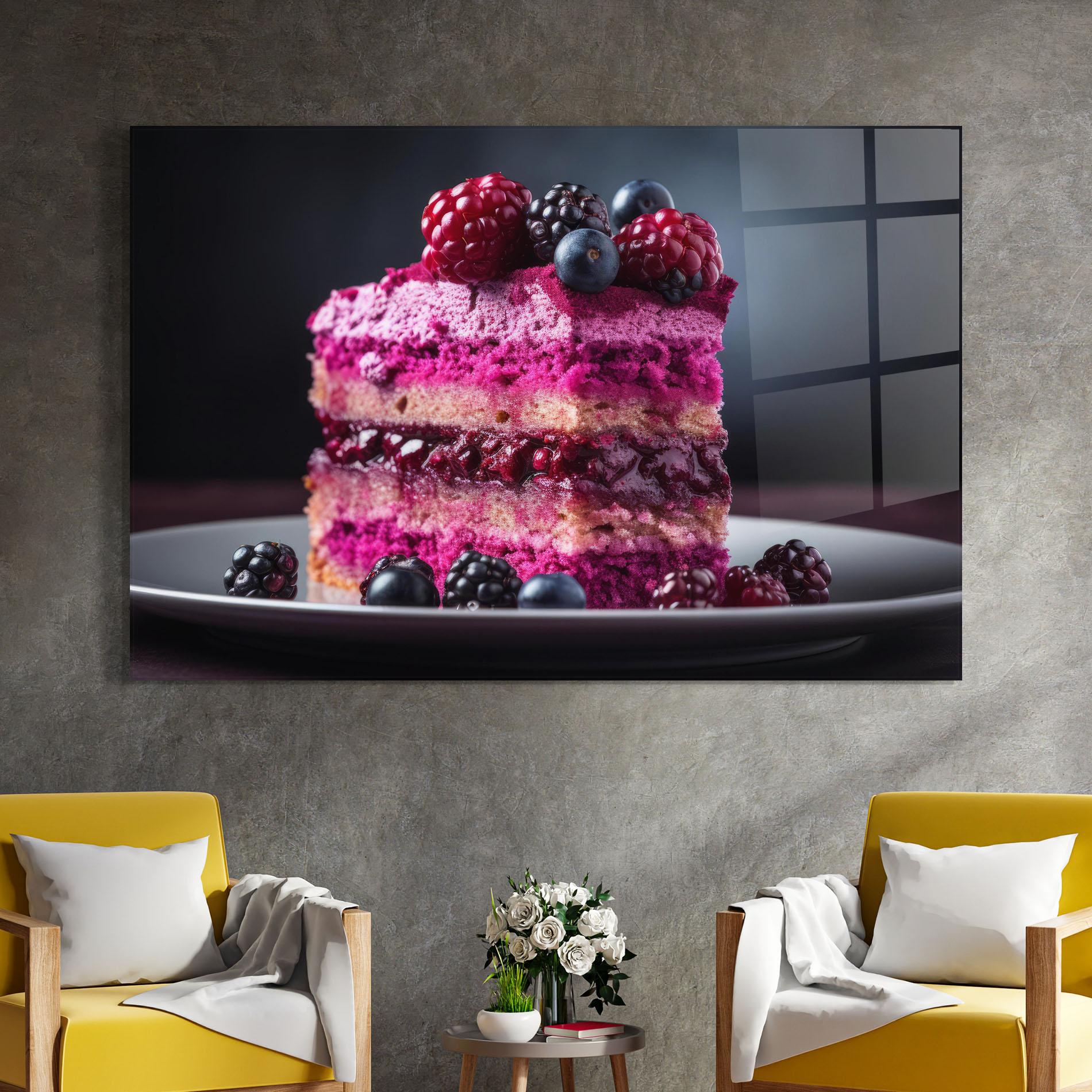 Glasbild Berries Cake mockup 4
