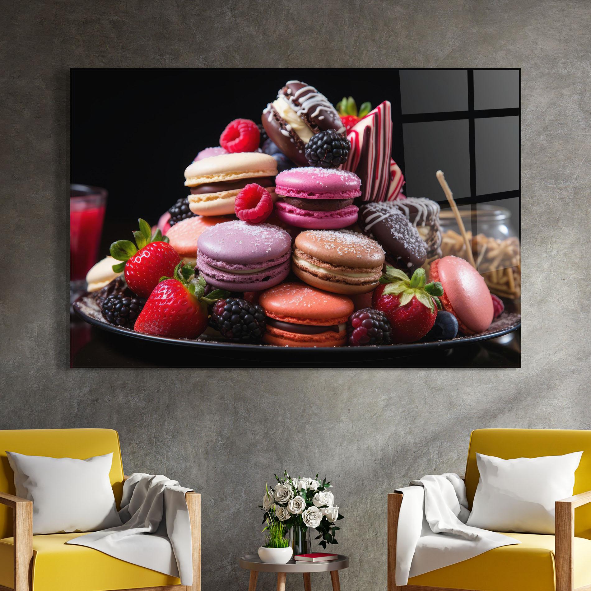 Glasbild Berries Macarons mockup 4