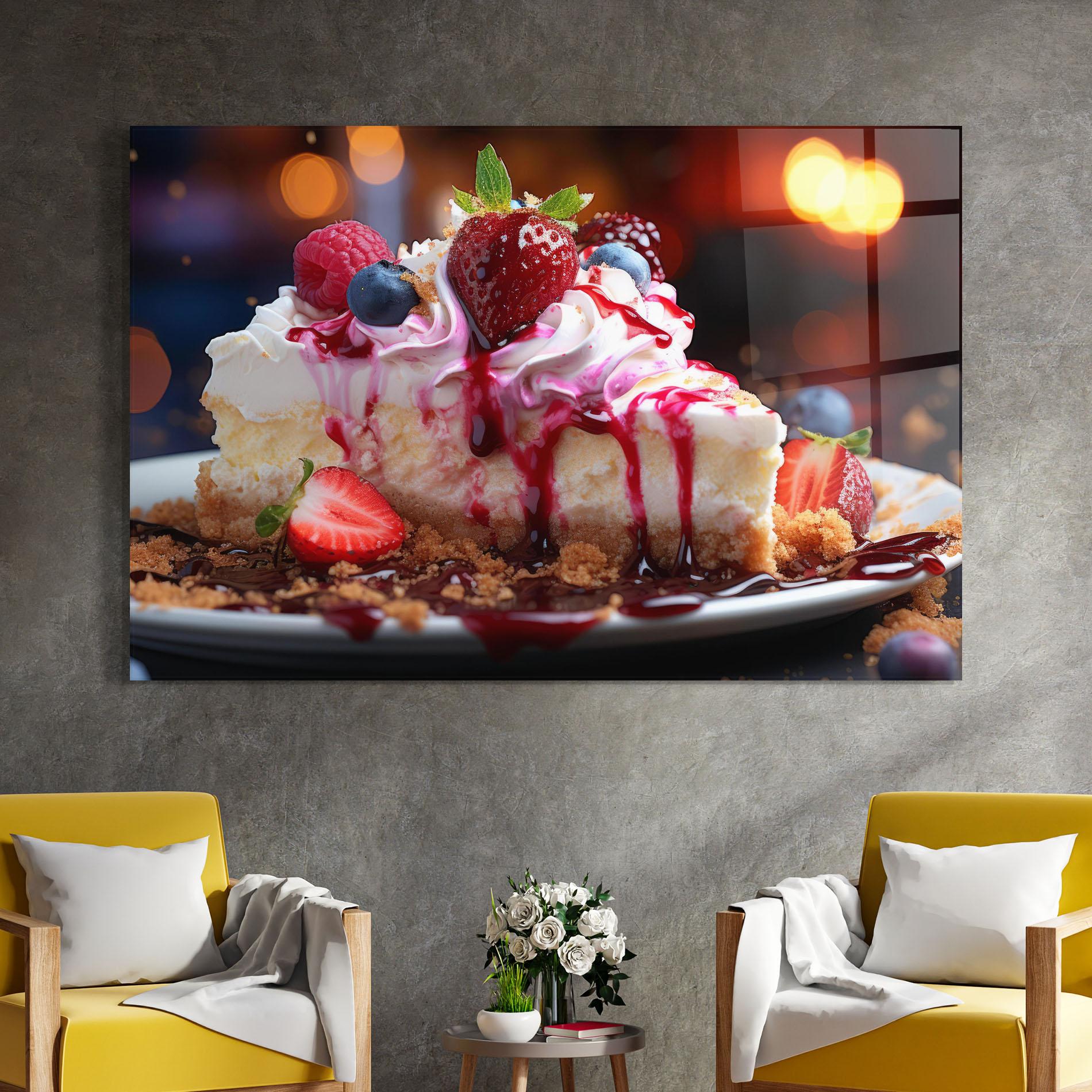 Glasbild Cheesecake Berries mockup 4